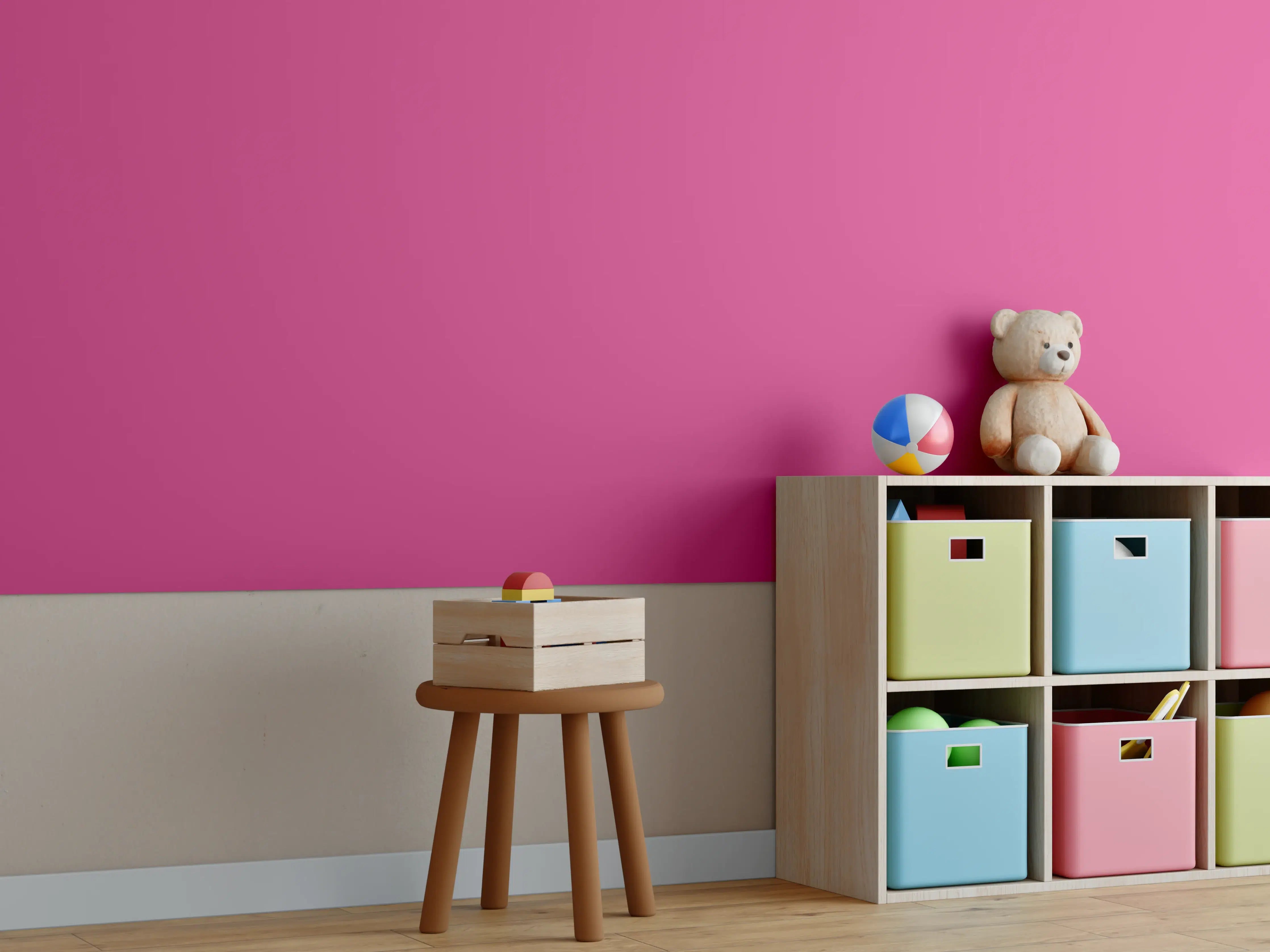 Kinderzimmer Wandgestaltung - RAL 4010 Verkehrsrot