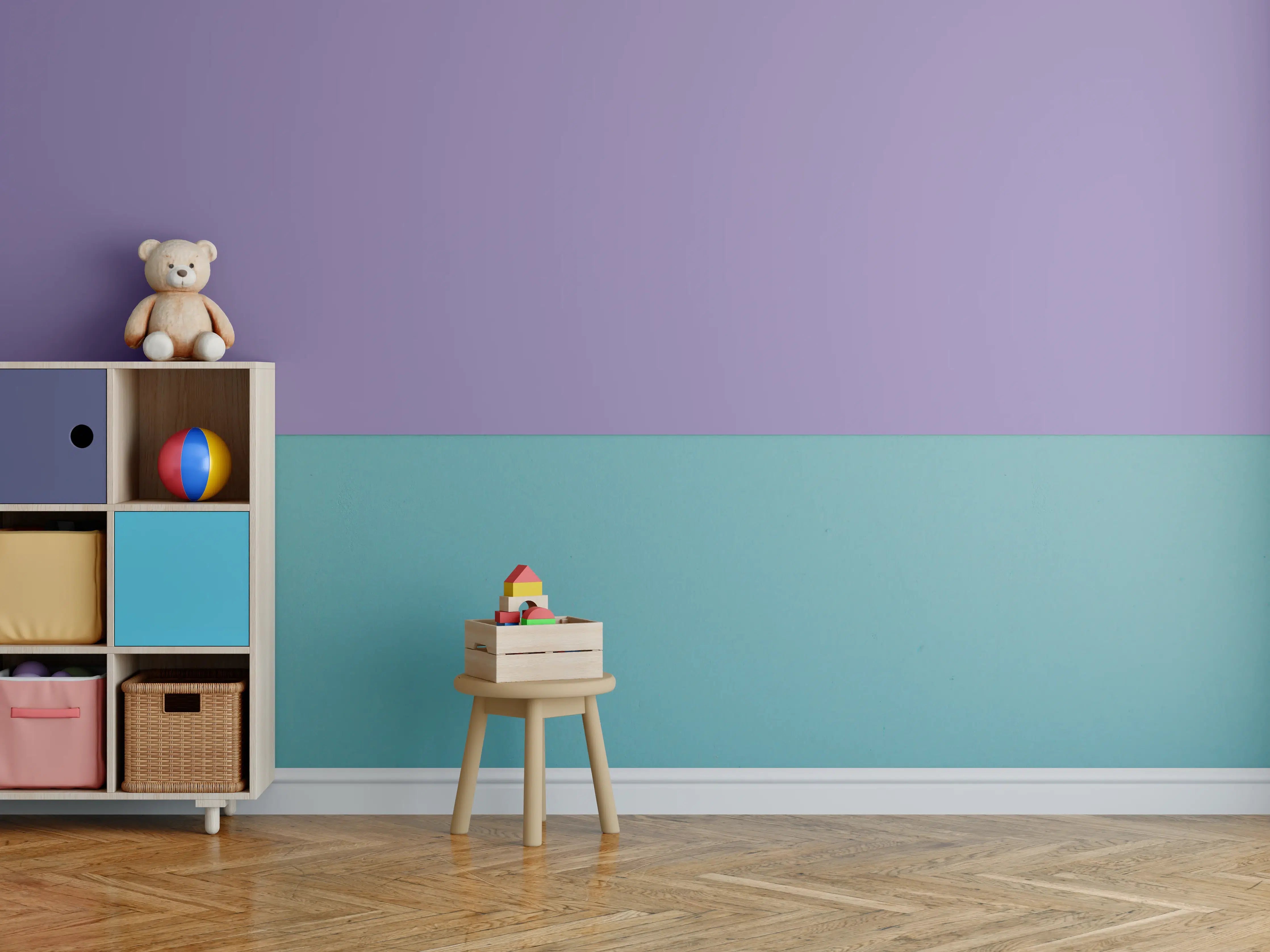 Kinderzimmer Wandgestaltung - RAL 4011 (Perlviolett)