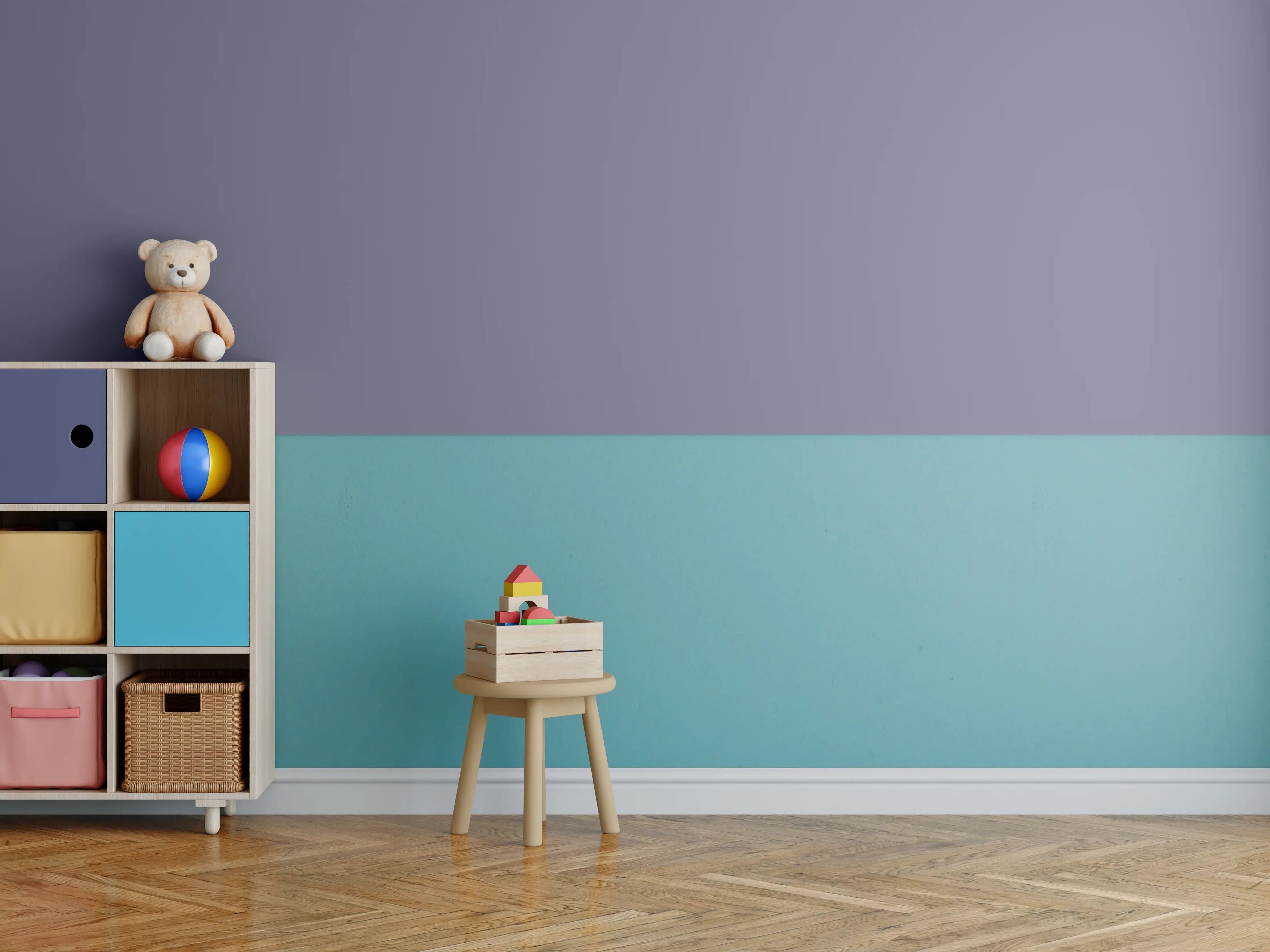 Kinderzimmer Wandgestaltung - RAL 4012 (Perlbrombeere)