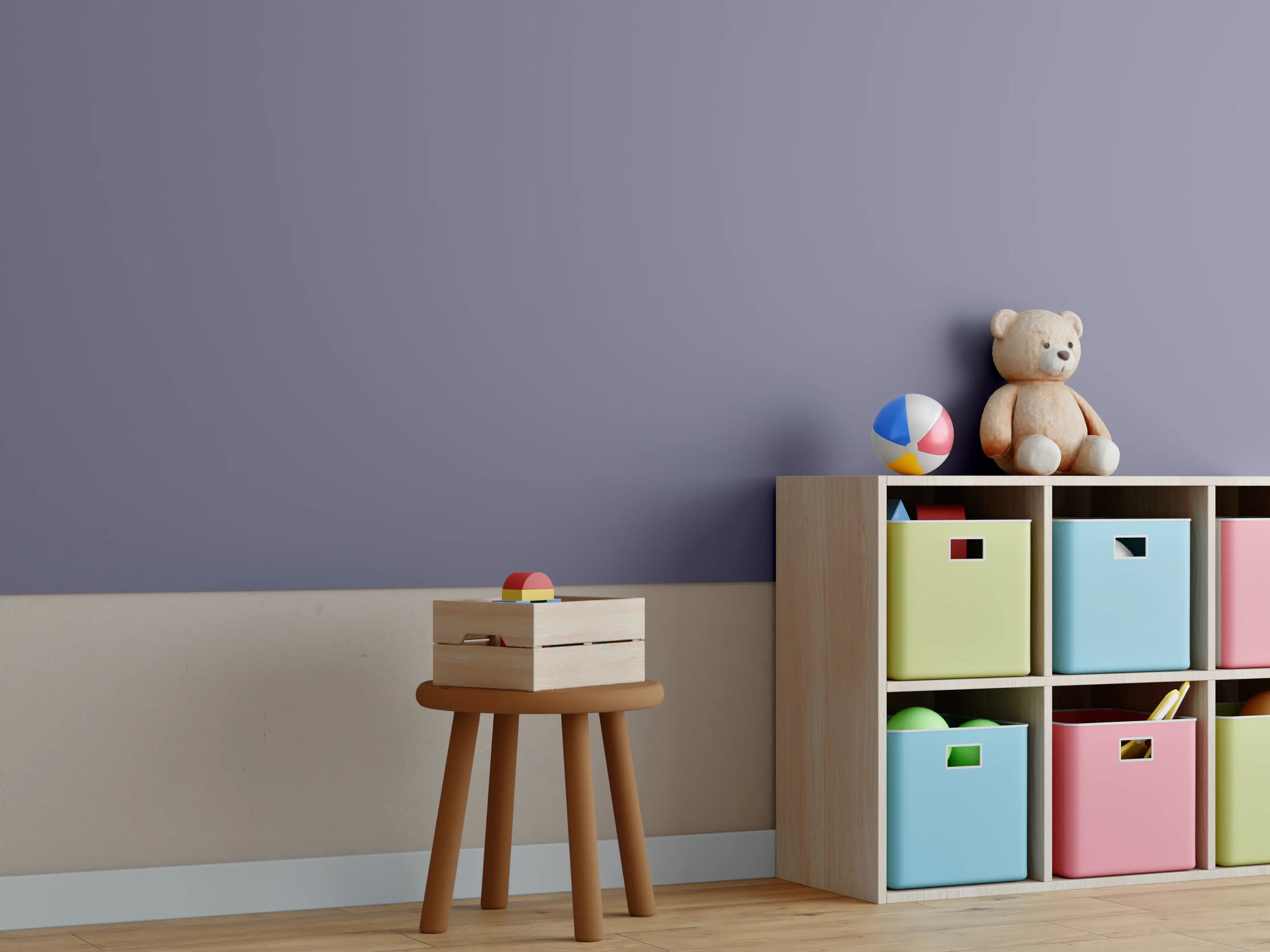 Kinderzimmer Wandgestaltung - RAL 4012 (Perlbrombeere)