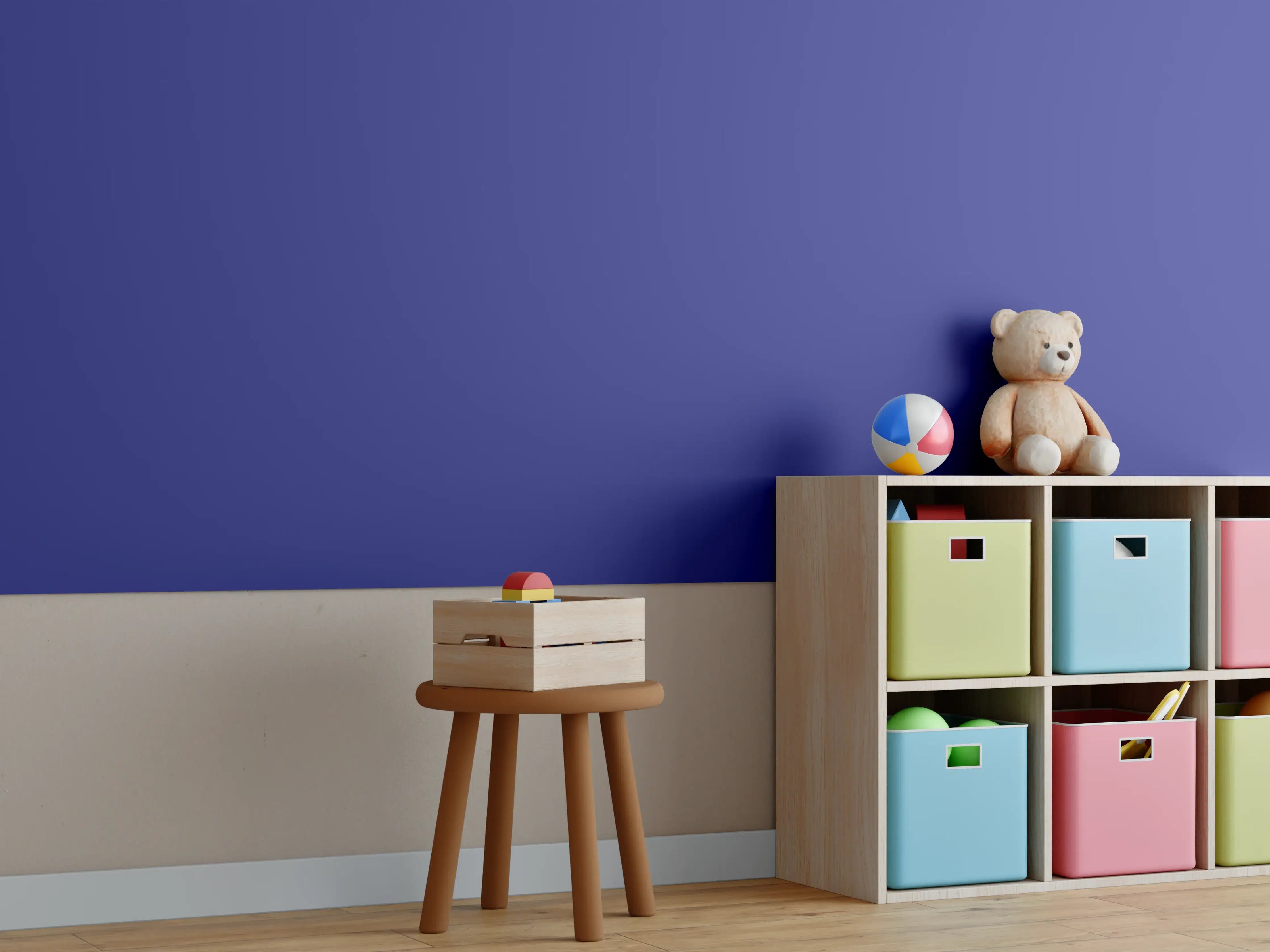 Kinderzimmer Wandgestaltung - RAL 5002 (Ultramarinblau)