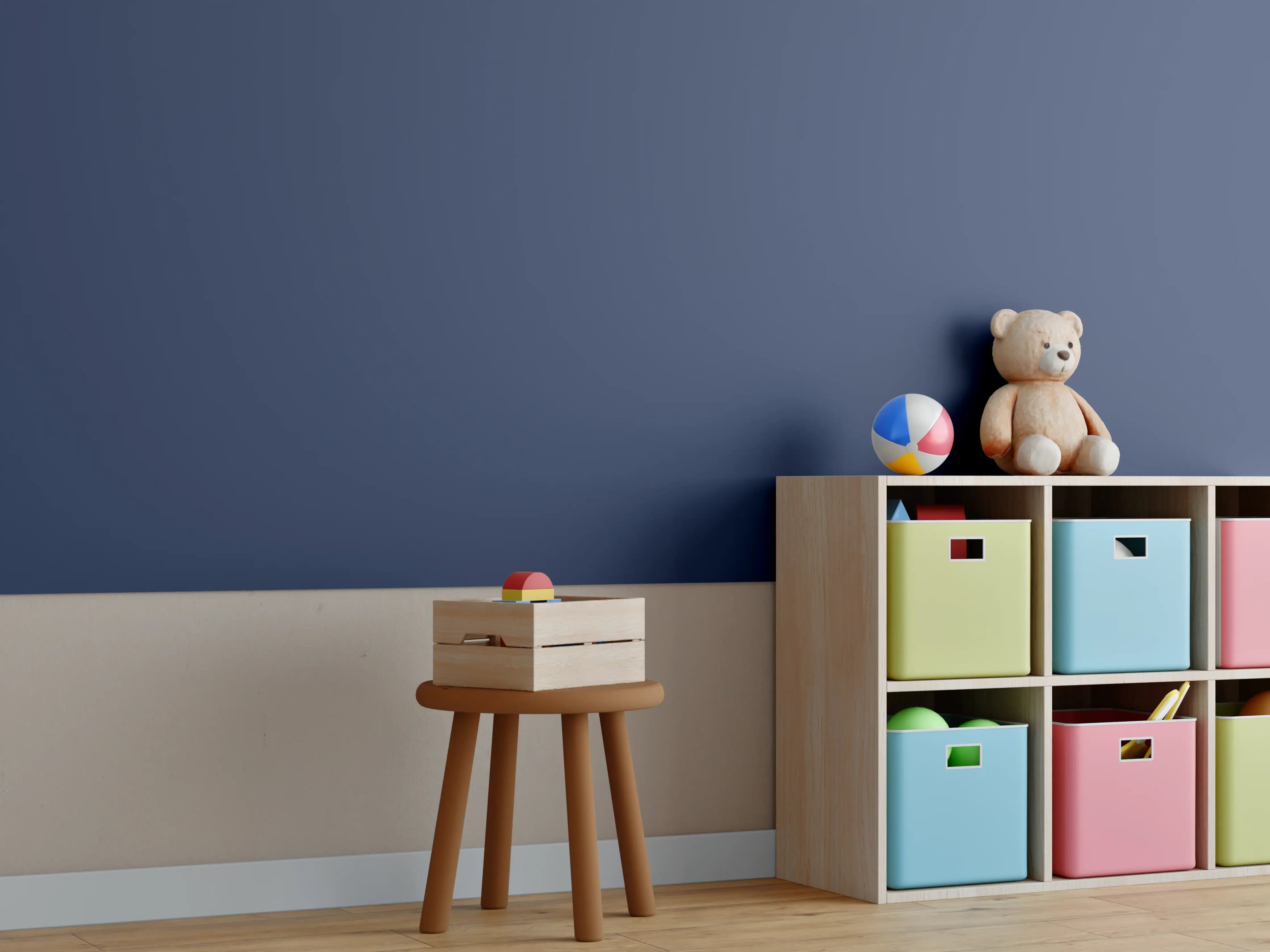 Kinderzimmer Wandgestaltung - RAL 5003 (Saphirblau)