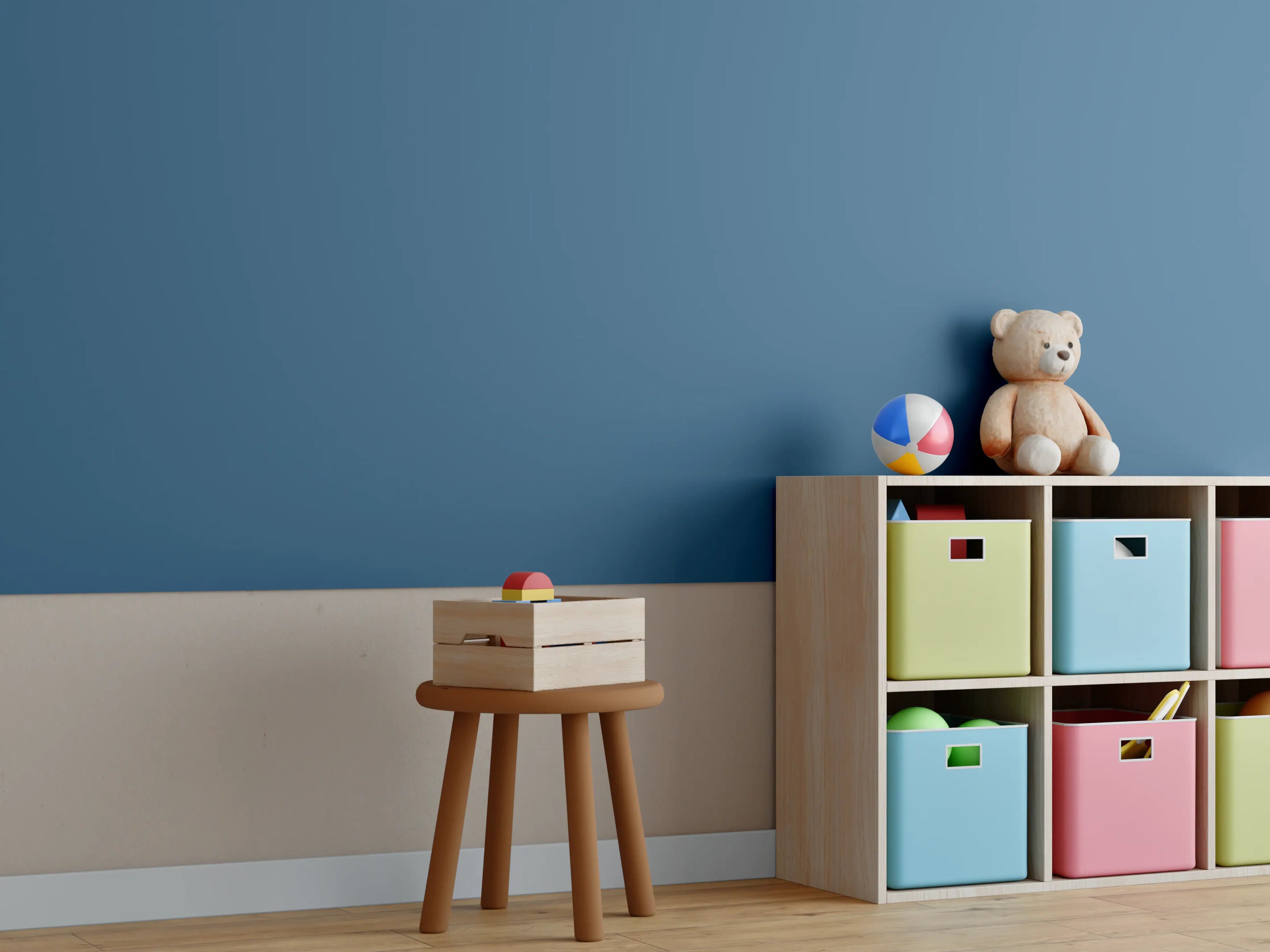 Kinderzimmer Wandgestaltung - RAL 5009 (Azurblau)