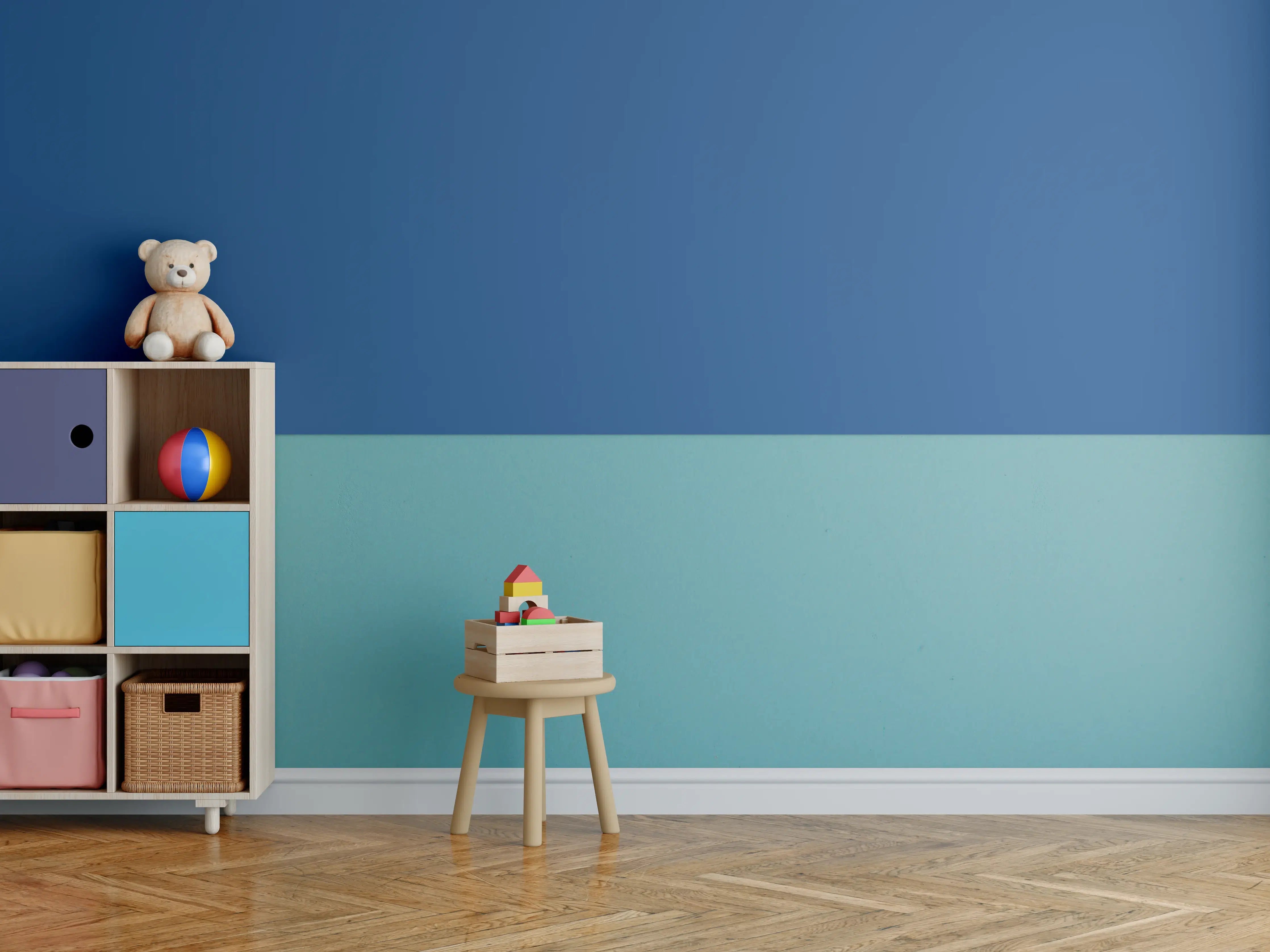 Kinderzimmer Wandgestaltung - RAL 5010 (Enzianblau)