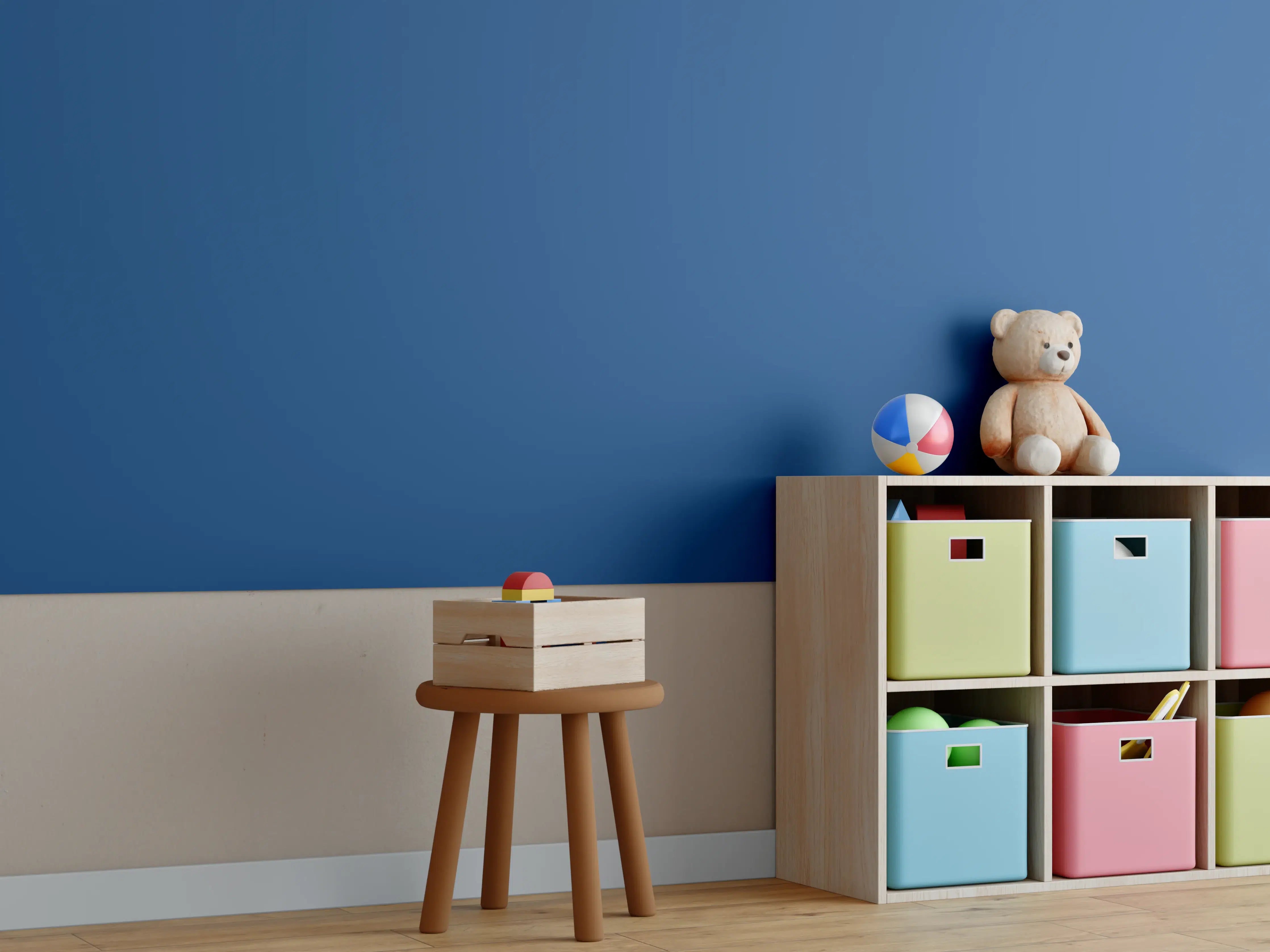 Kinderzimmer Wandgestaltung - RAL 5010 (Enzianblau)