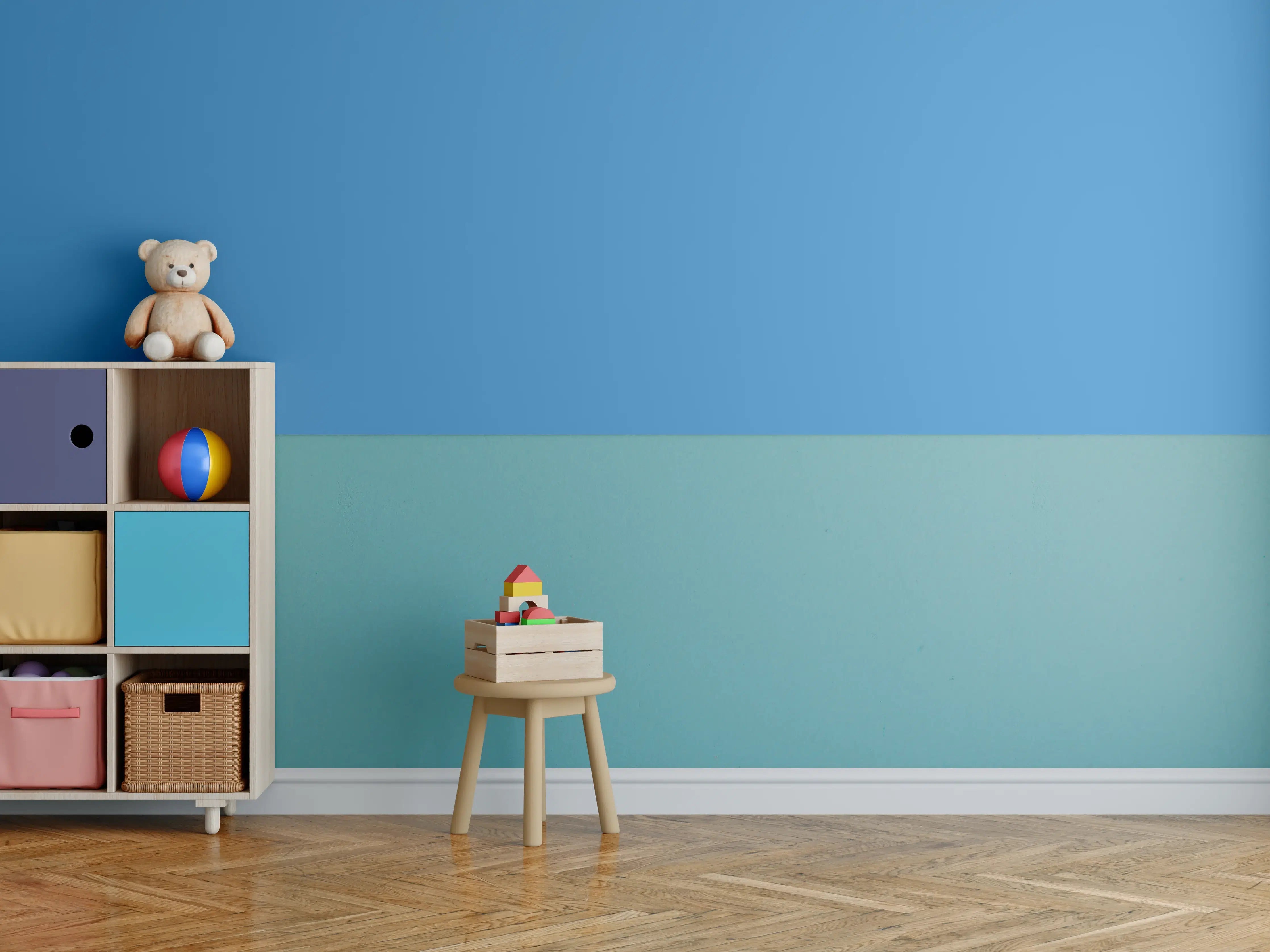 Kinderzimmer Wandgestaltung - RAL 5012 (Hellblau)