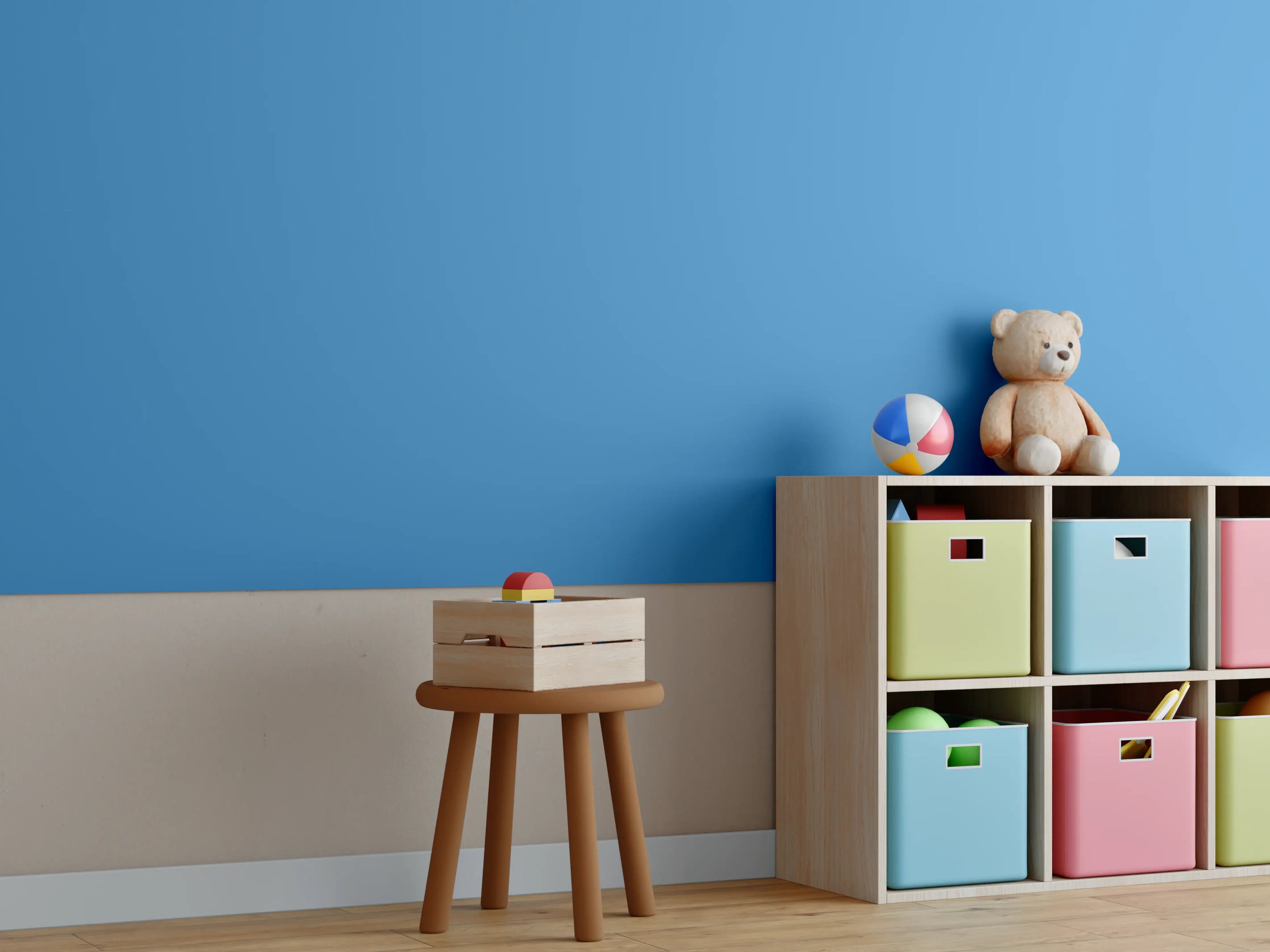 Kinderzimmer Wandgestaltung - RAL 5012 (Hellblau)