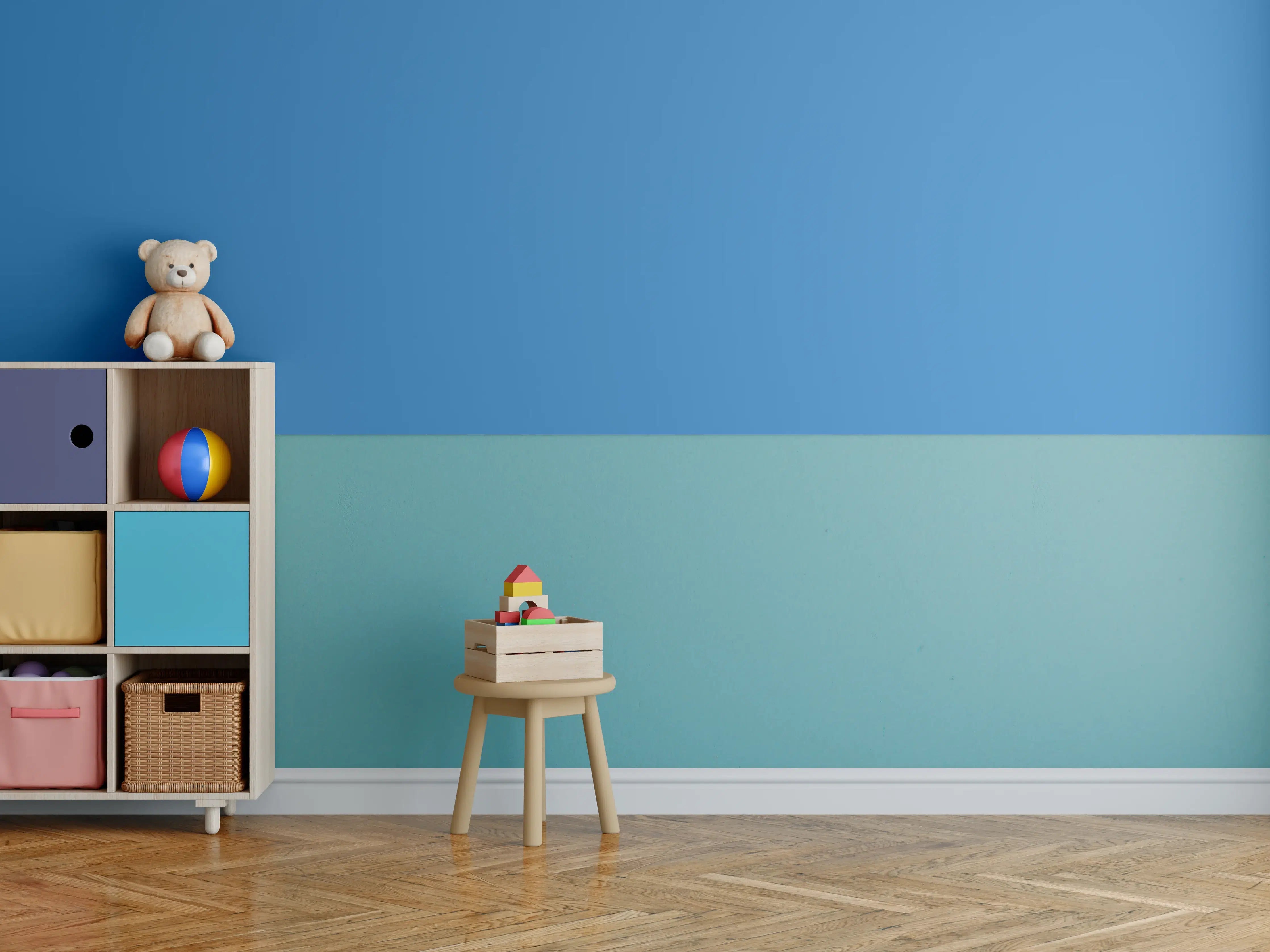 Kinderzimmer Wandgestaltung - RAL 5015 (Himmelblau)