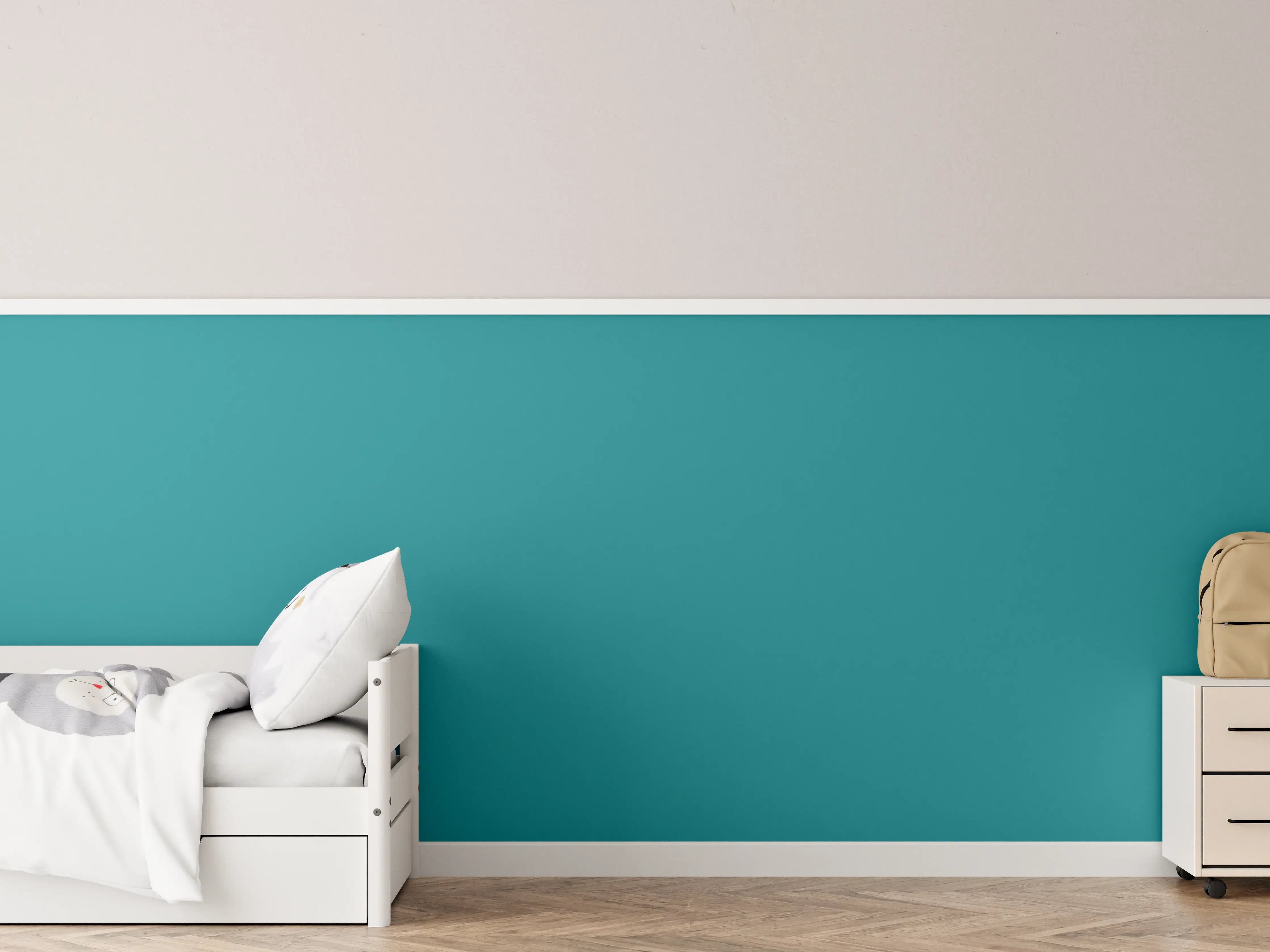 Kinderzimmer Wandgestaltung - RAL 5018 (Türkisblau)
