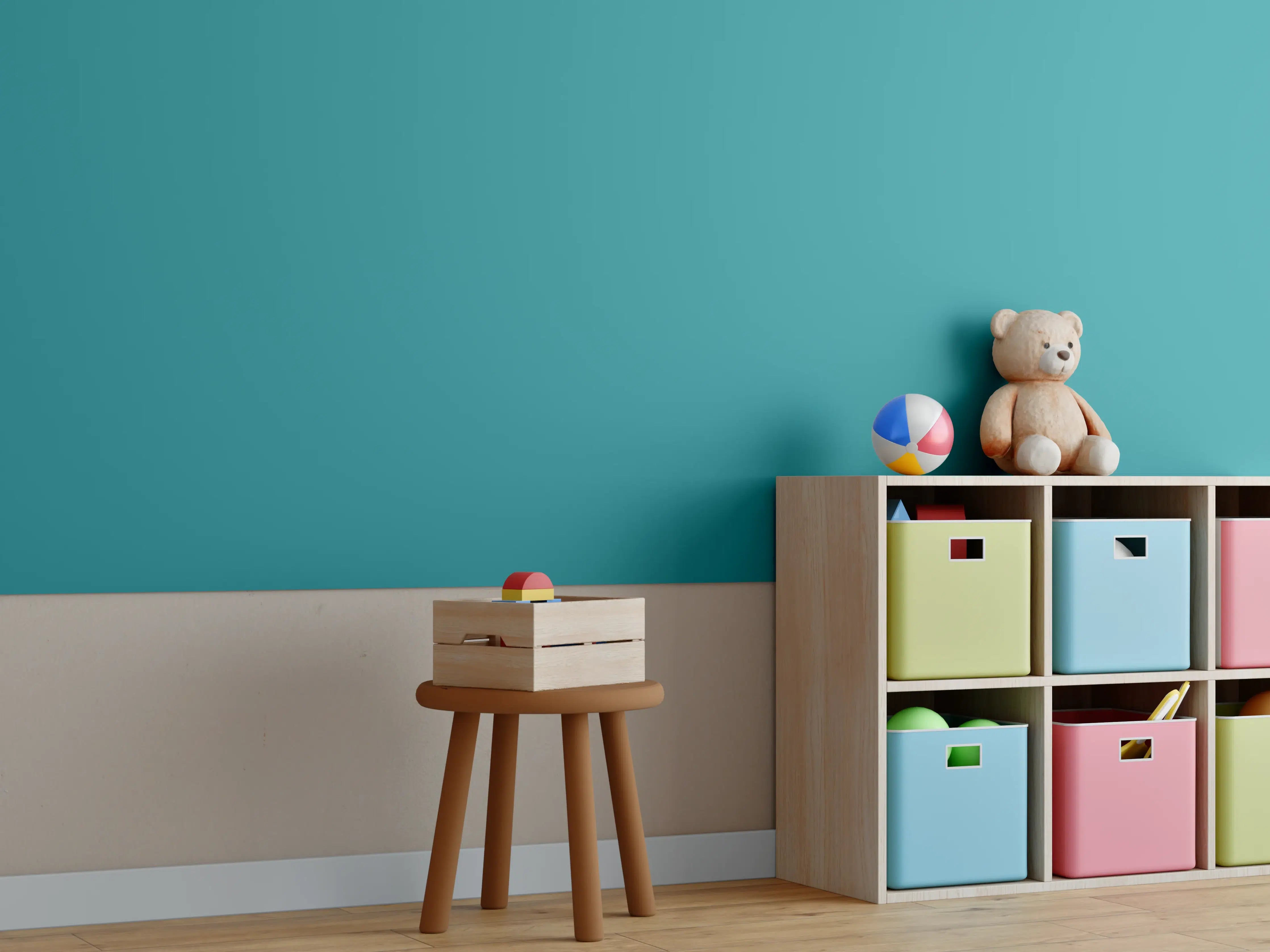 Kinderzimmer Wandgestaltung - RAL 5018 (Türkisblau)