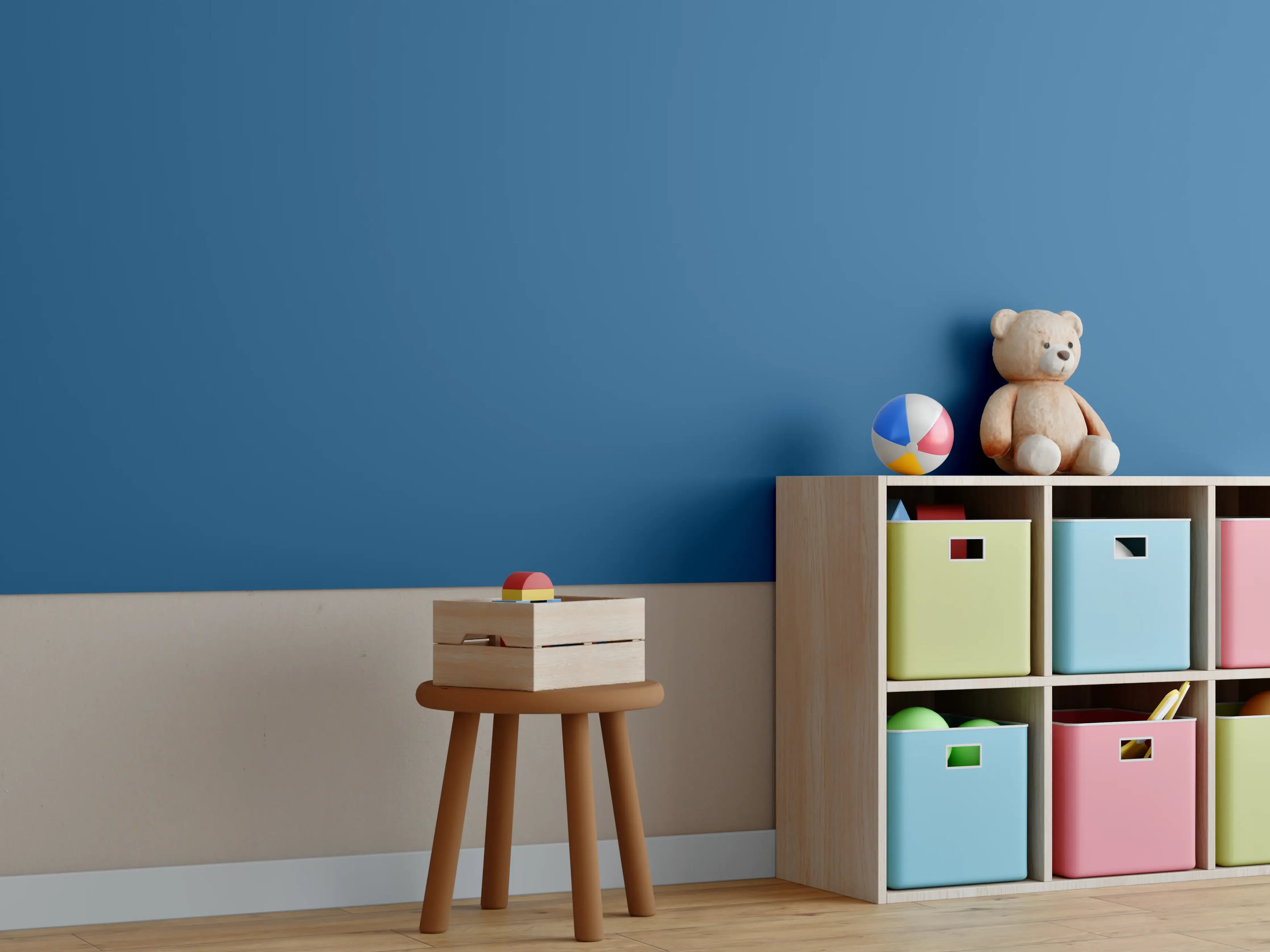 Kinderzimmer Wandgestaltung - RAL 5019 (Capri-Blau)