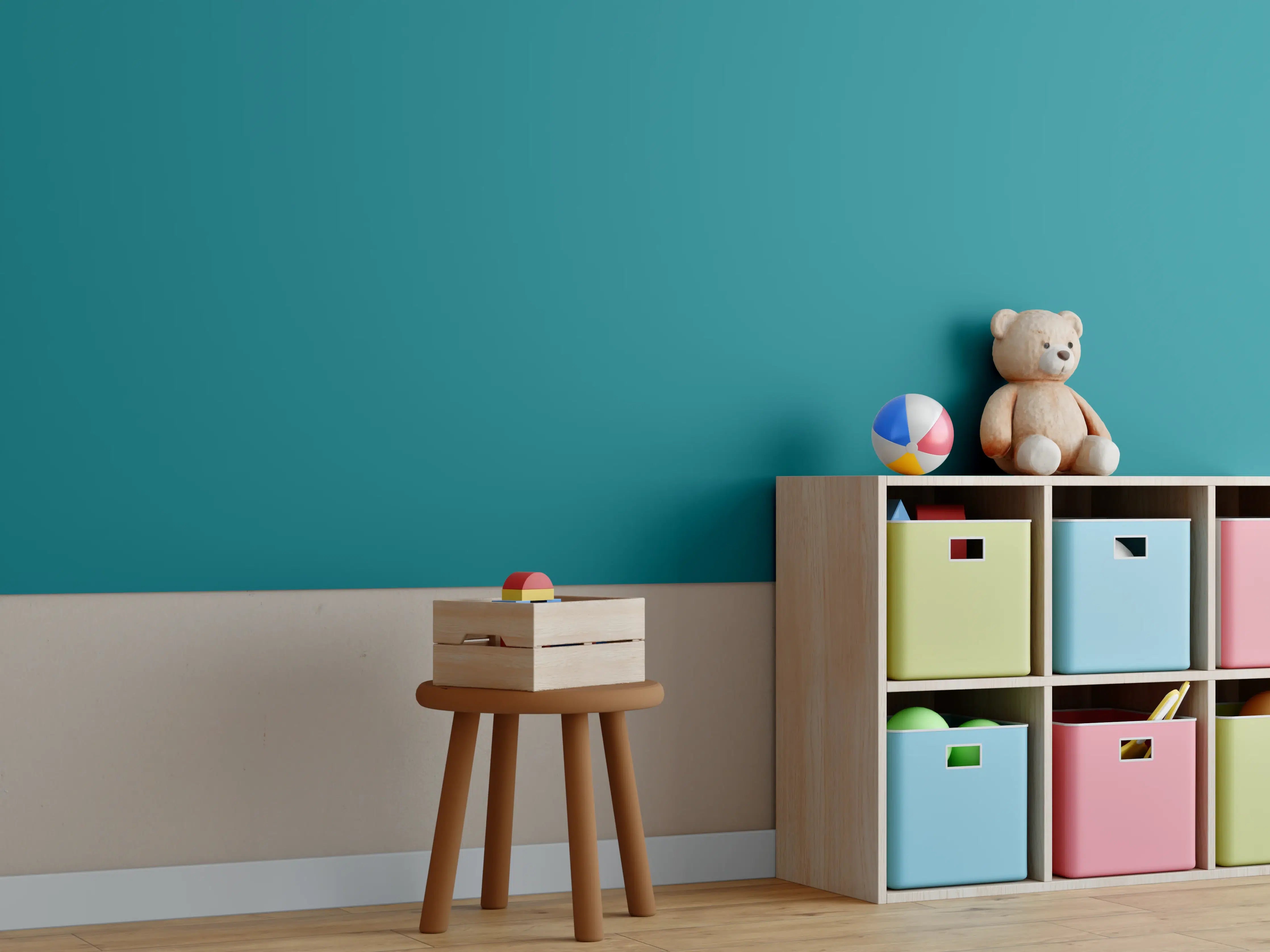 Kinderzimmer Wandgestaltung - RAL 5021 (Wasserblau)