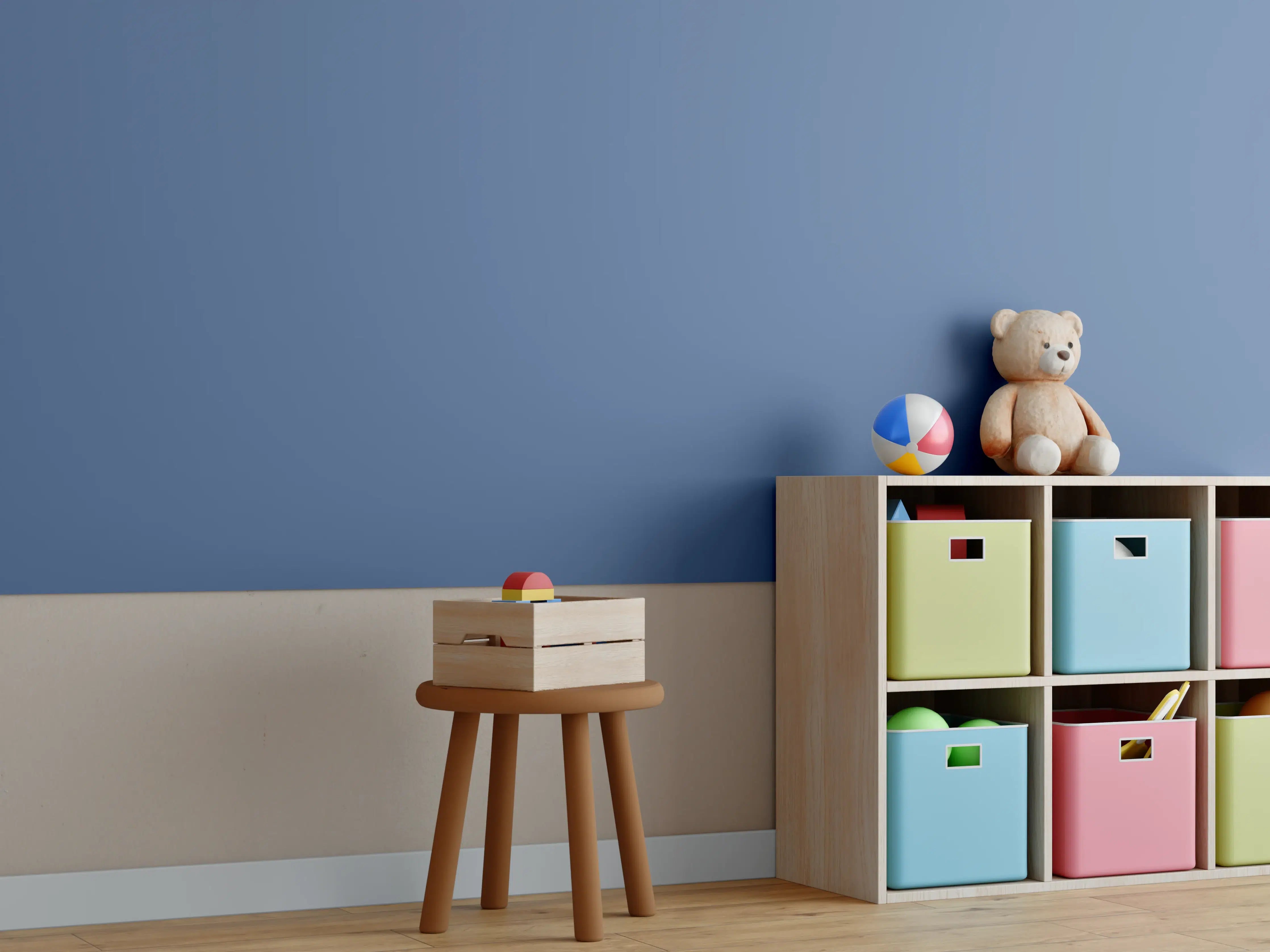 Kinderzimmer Wandgestaltung - RAL 5023 (Entferntes Blau)