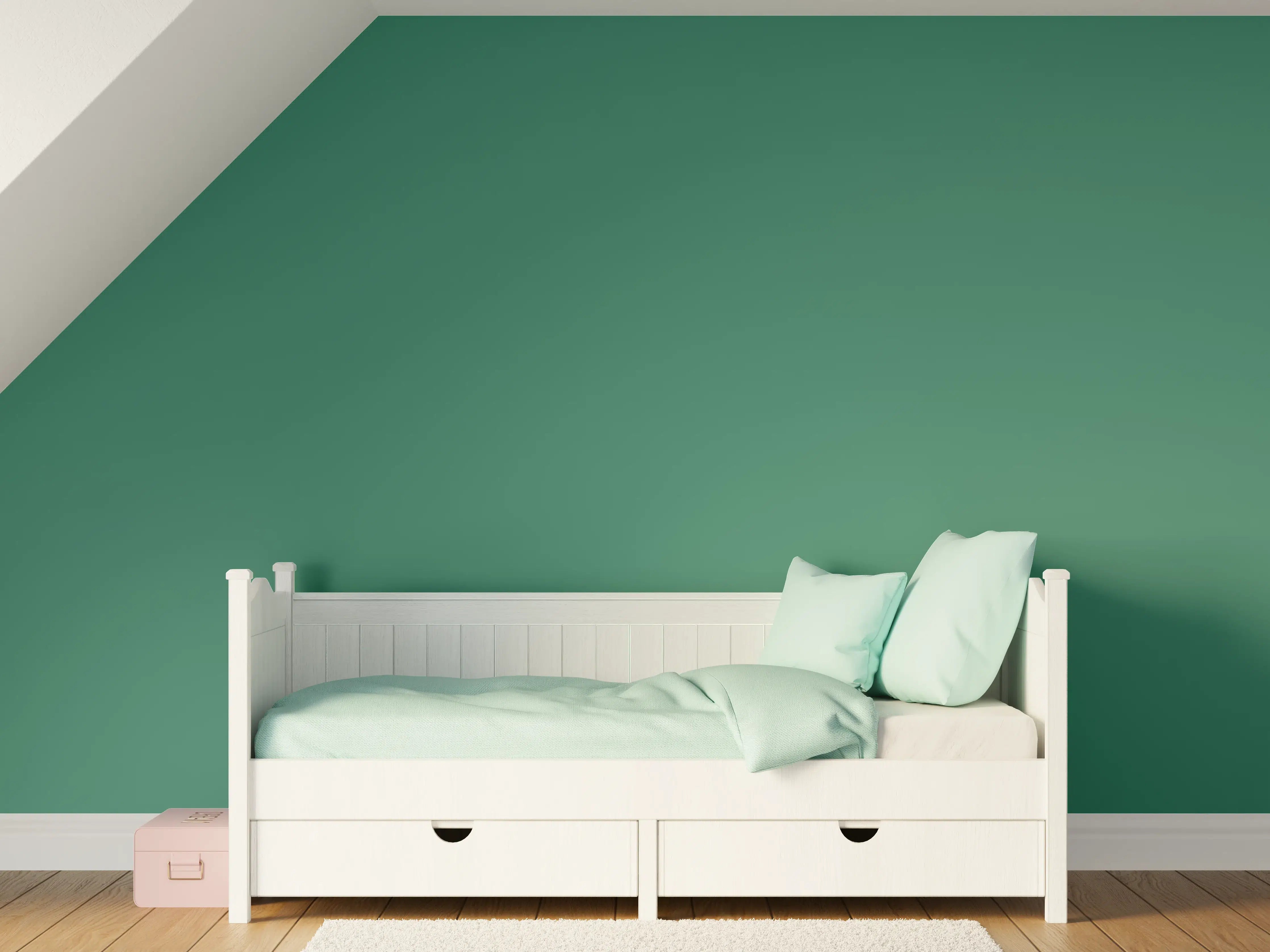 Kinderzimmer Wandgestaltung - RAL 6000 (Patinagrün)