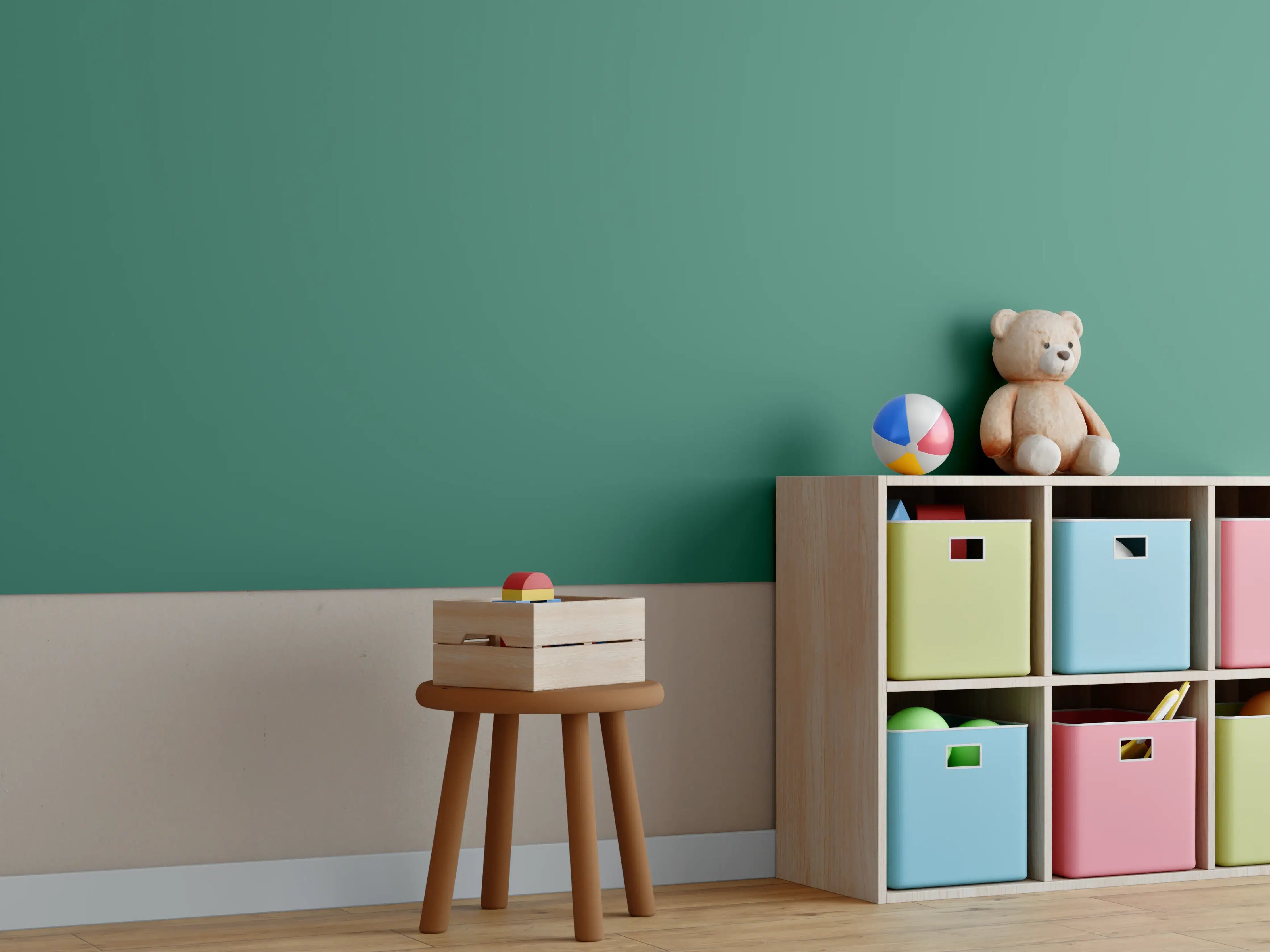 Kinderzimmer Wandgestaltung - RAL 6000 (Patinagrün)