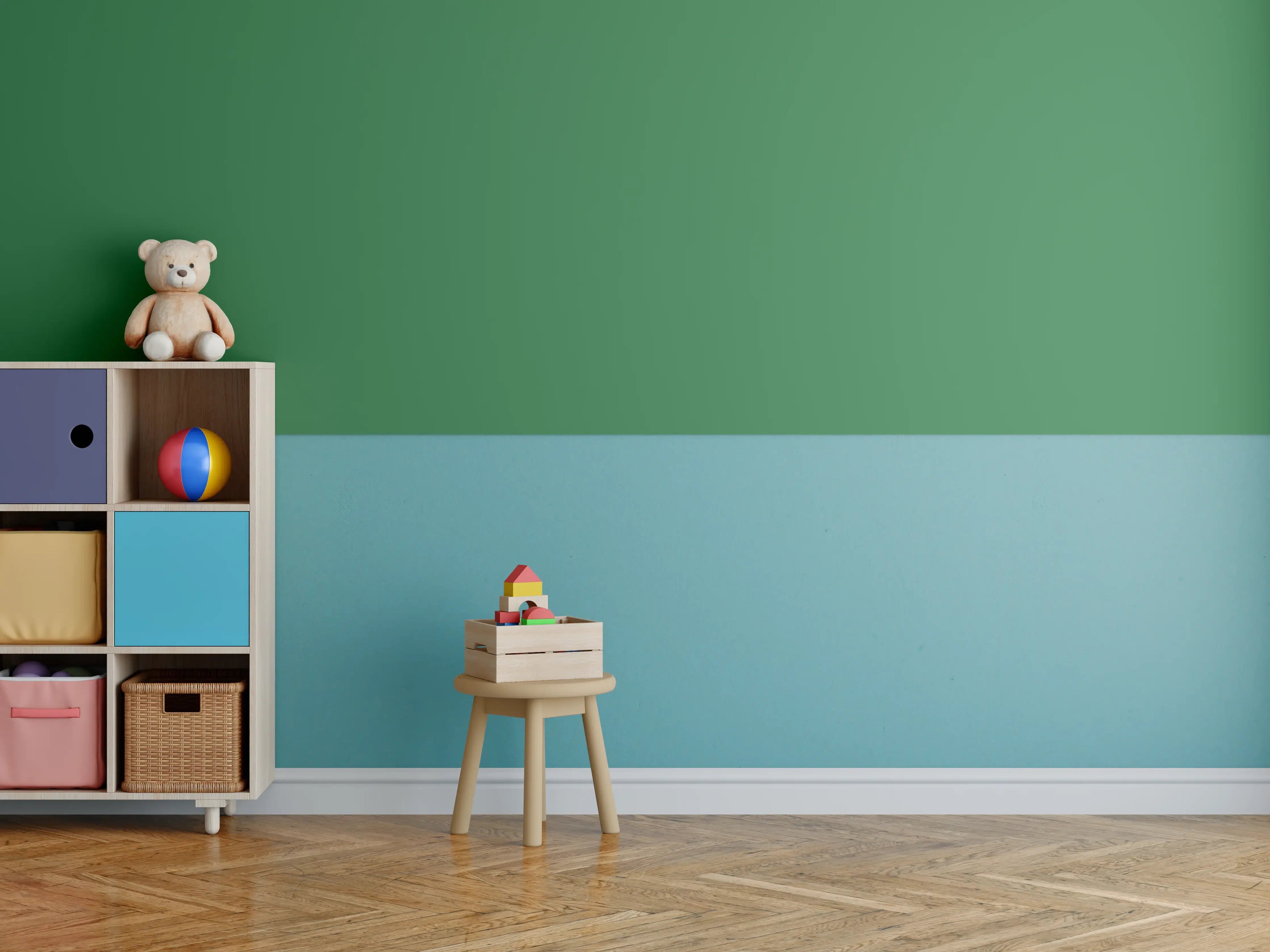 Kinderzimmer Wandgestaltung - RAL 6001 Smaragdgrün