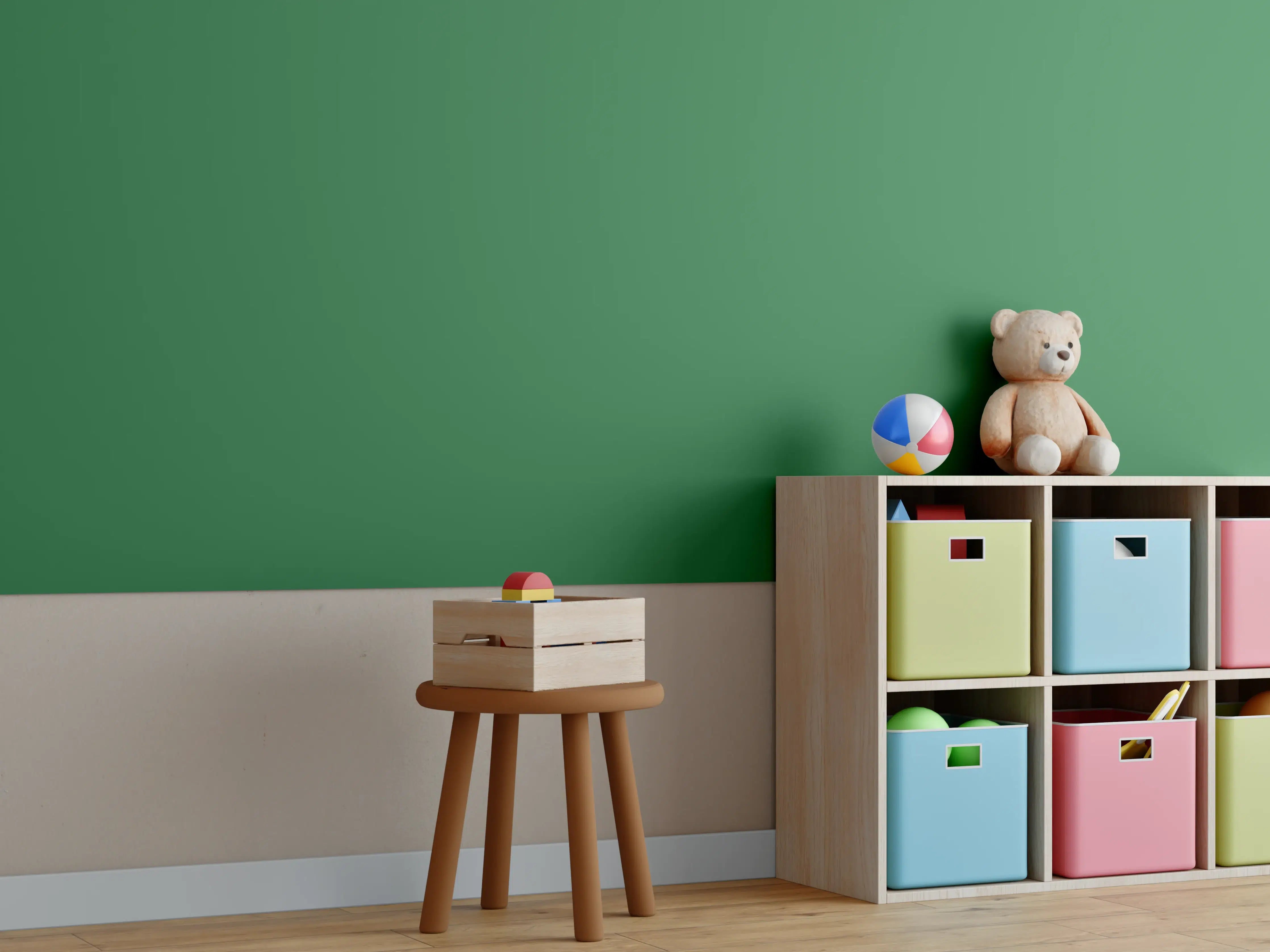 Kinderzimmer Wandgestaltung - RAL 6001 Smaragdgrün