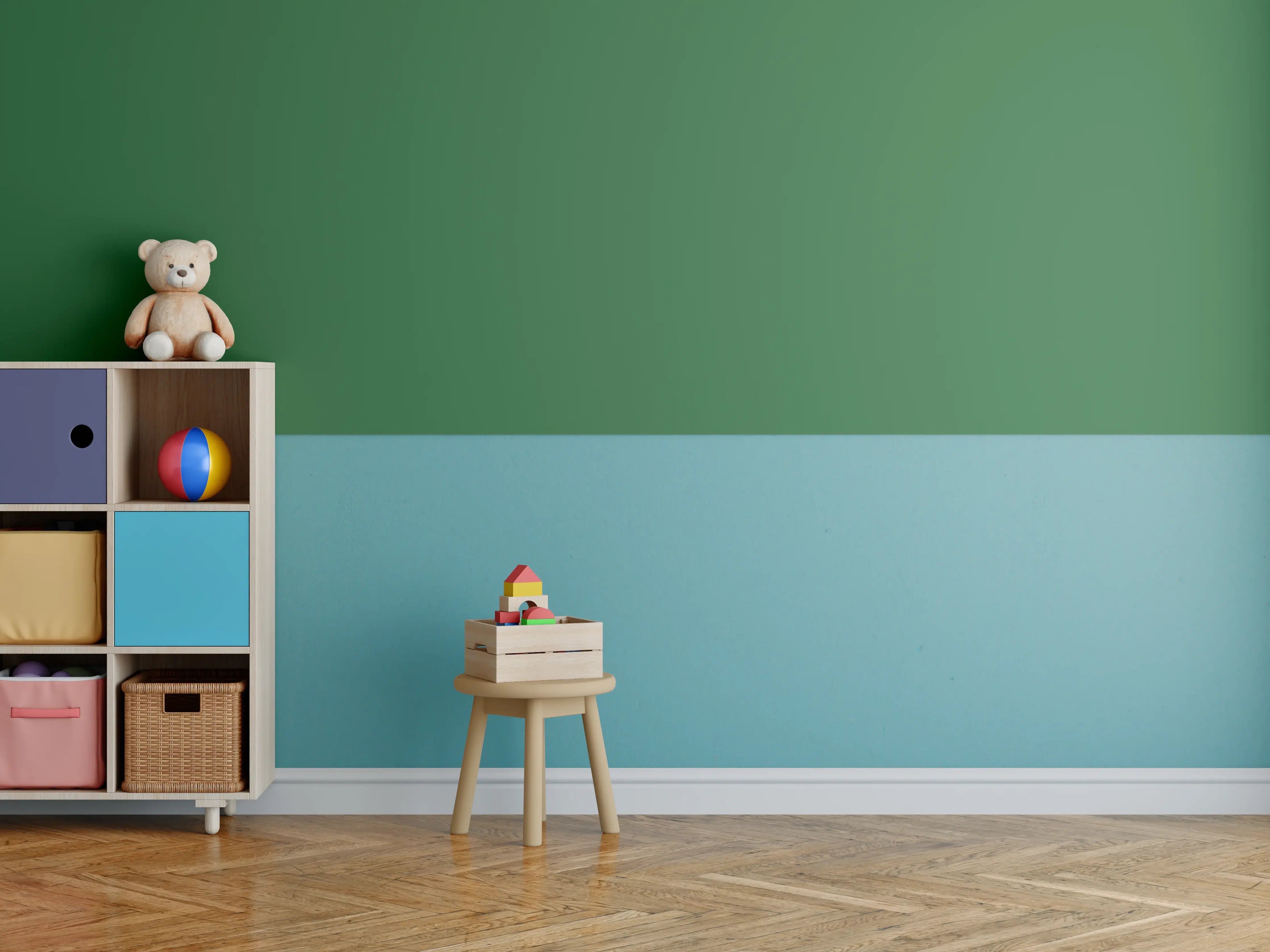 Kinderzimmer Wandgestaltung - RAL 6002 (Laubgrün)