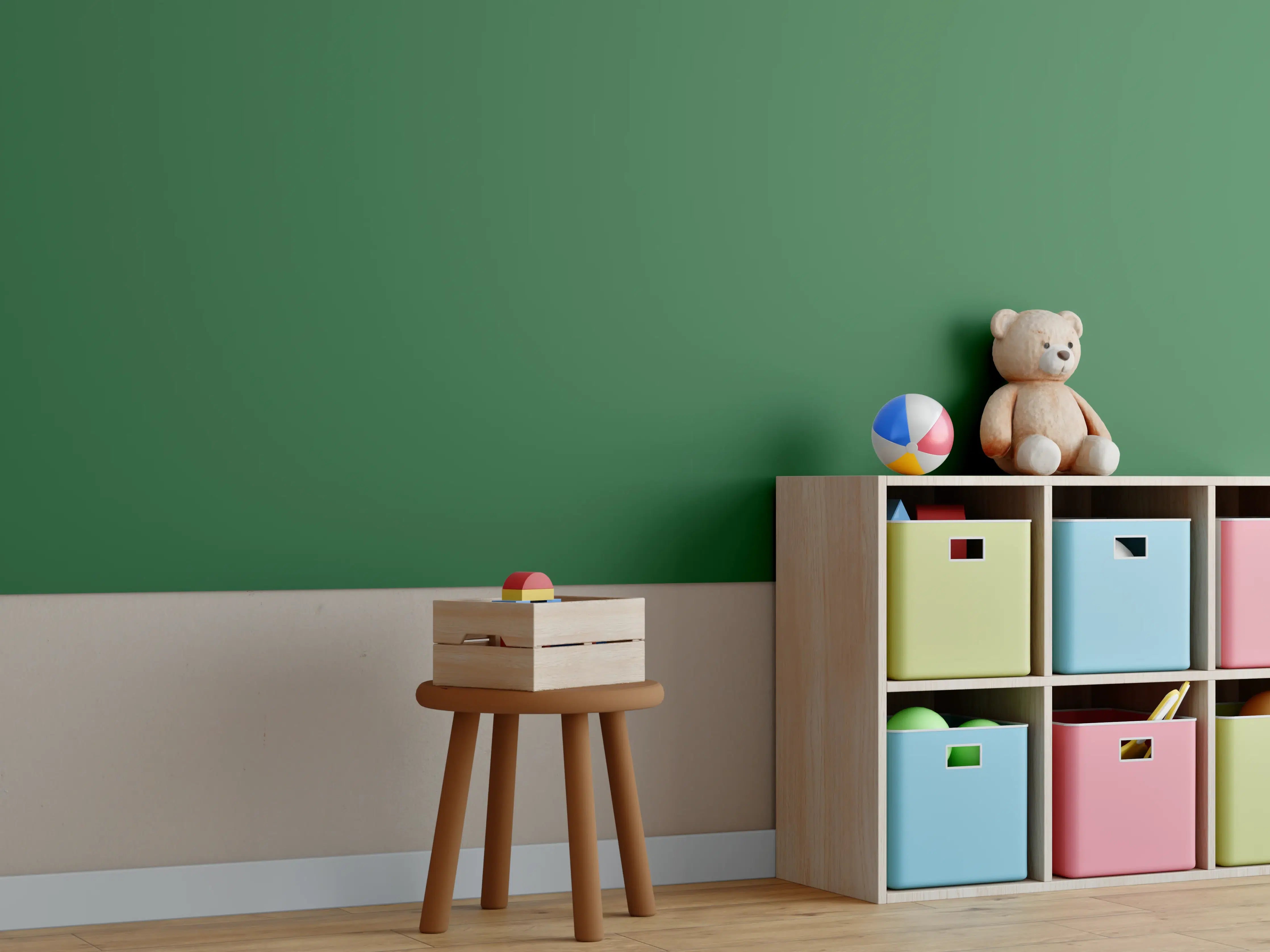 Kinderzimmer Wandgestaltung - RAL 6002 (Laubgrün)