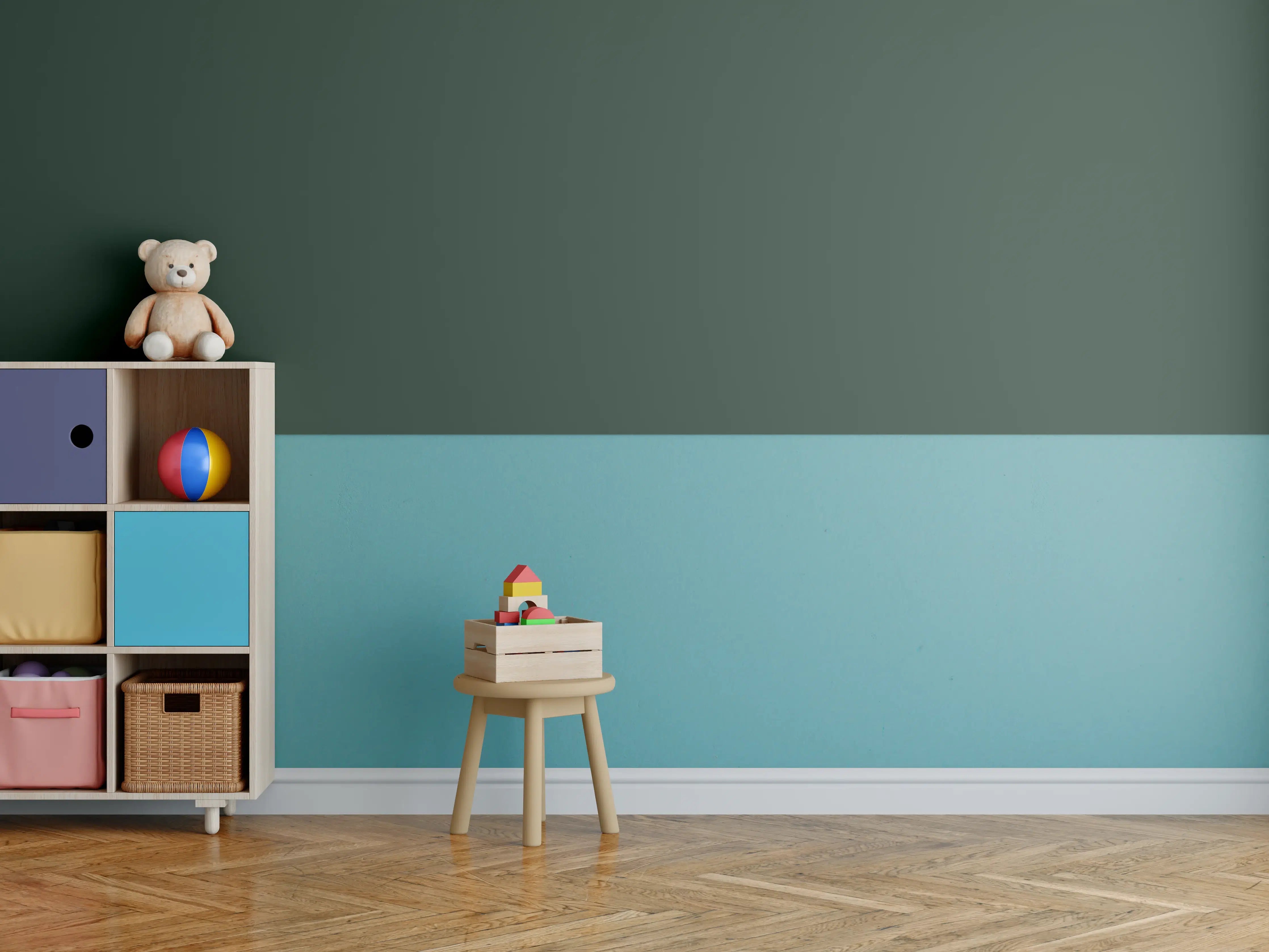 Kinderzimmer Wandgestaltung - RAL 6009 (Tannengrün)