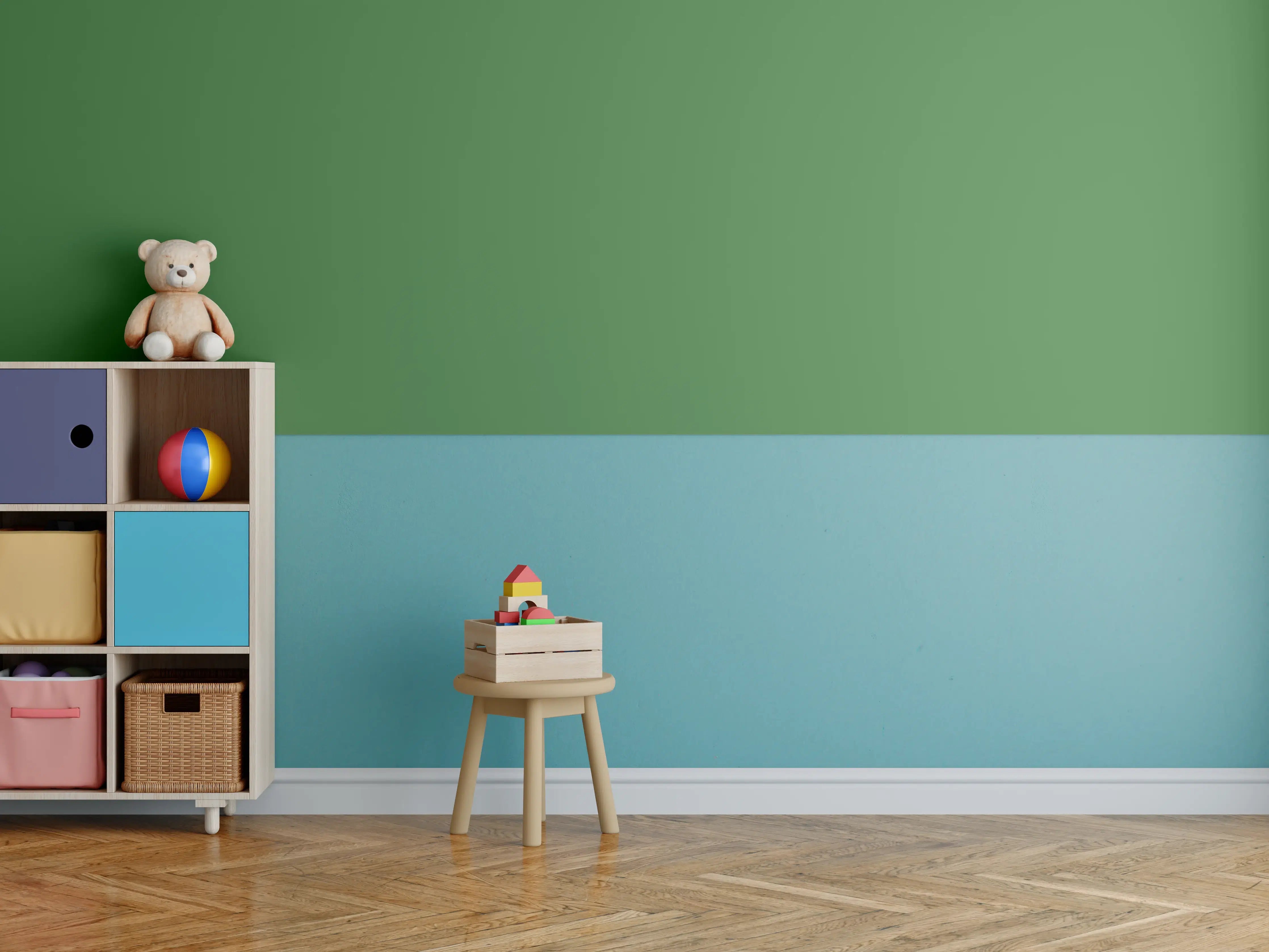 Kinderzimmer Wandgestaltung - RAL 6010 (Grasgrün)