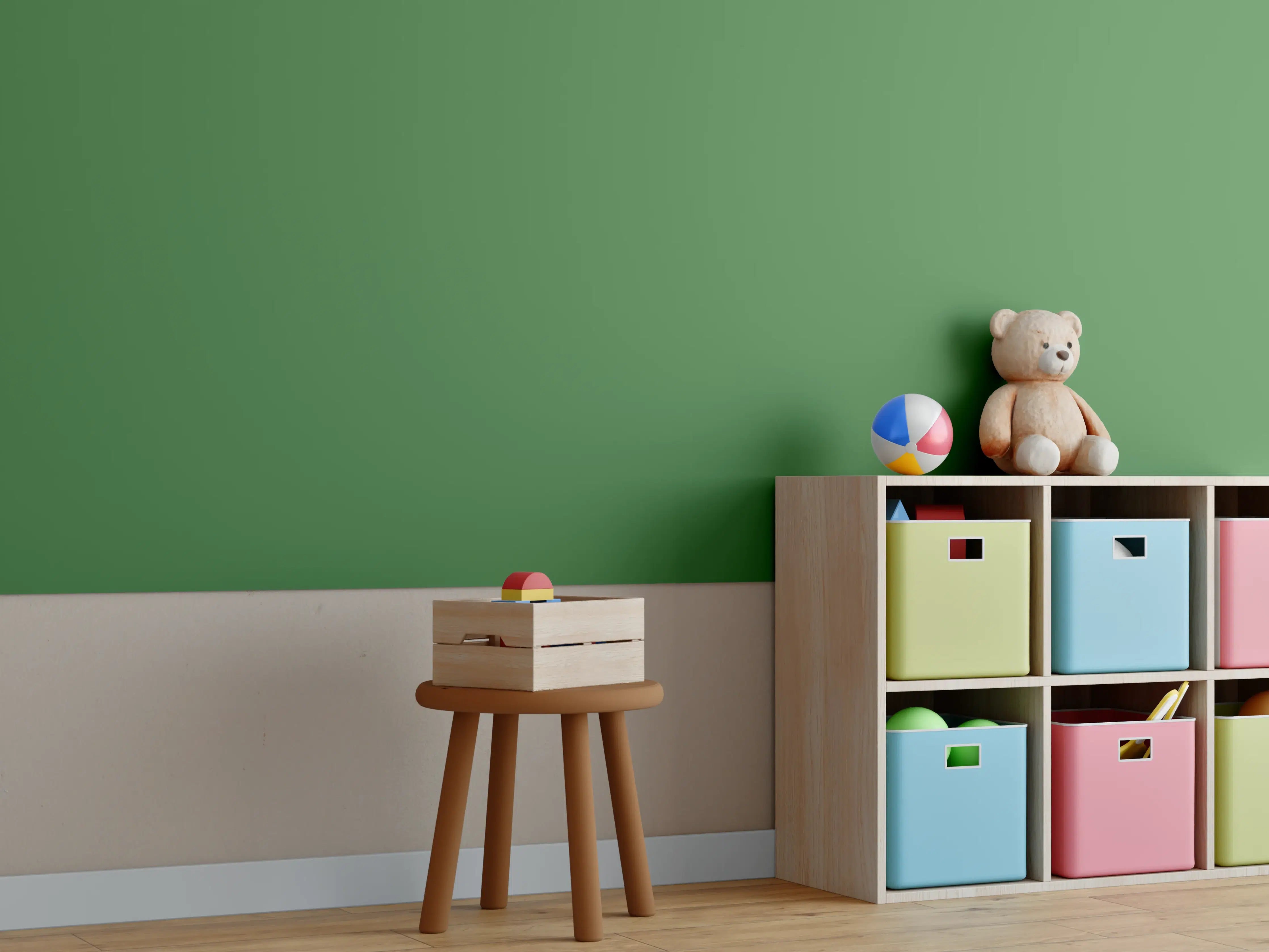 Kinderzimmer Wandgestaltung - RAL 6010 (Grasgrün)