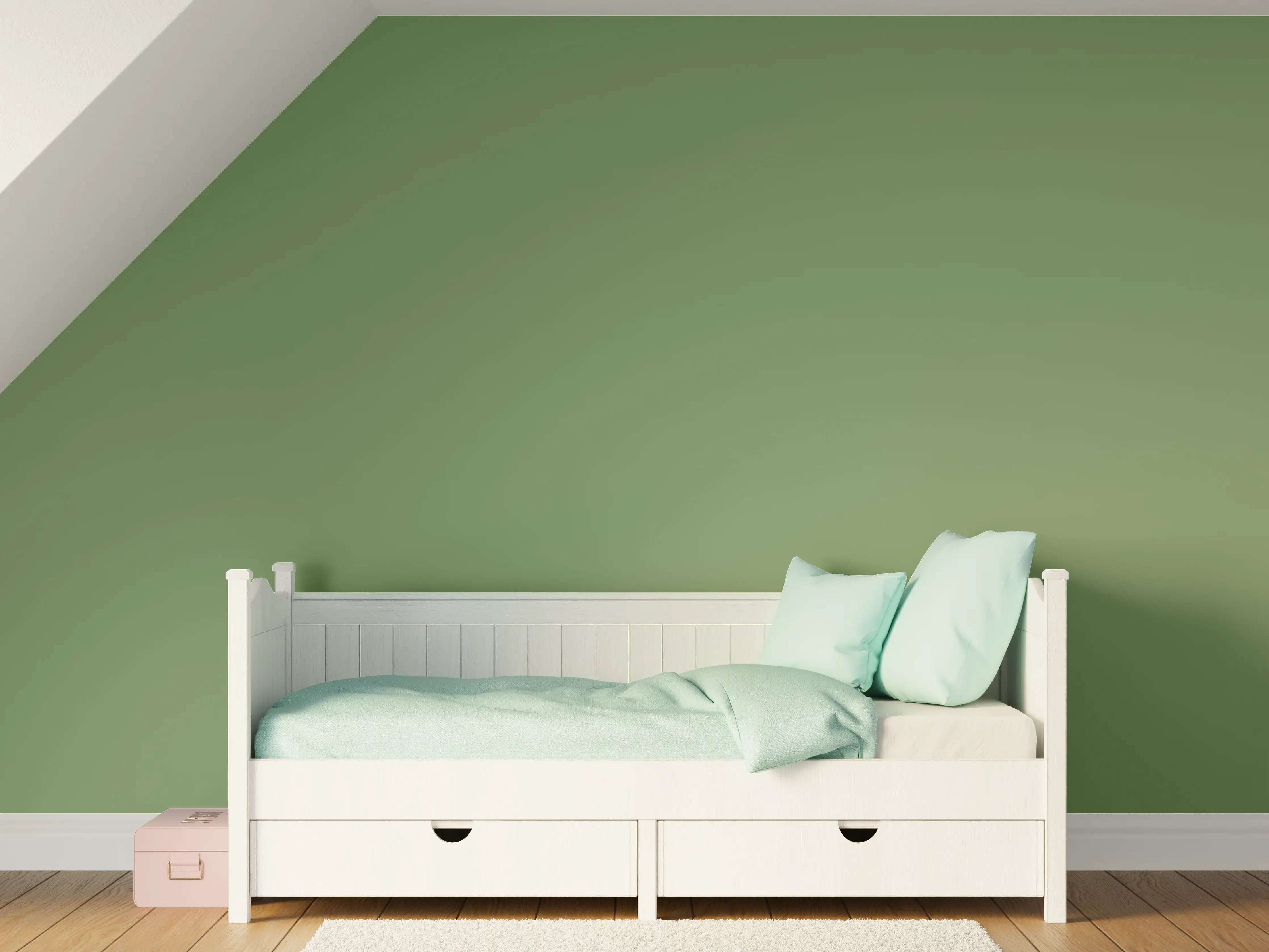 Kinderzimmer Wandgestaltung - RAL 6011 (Reseda grün)