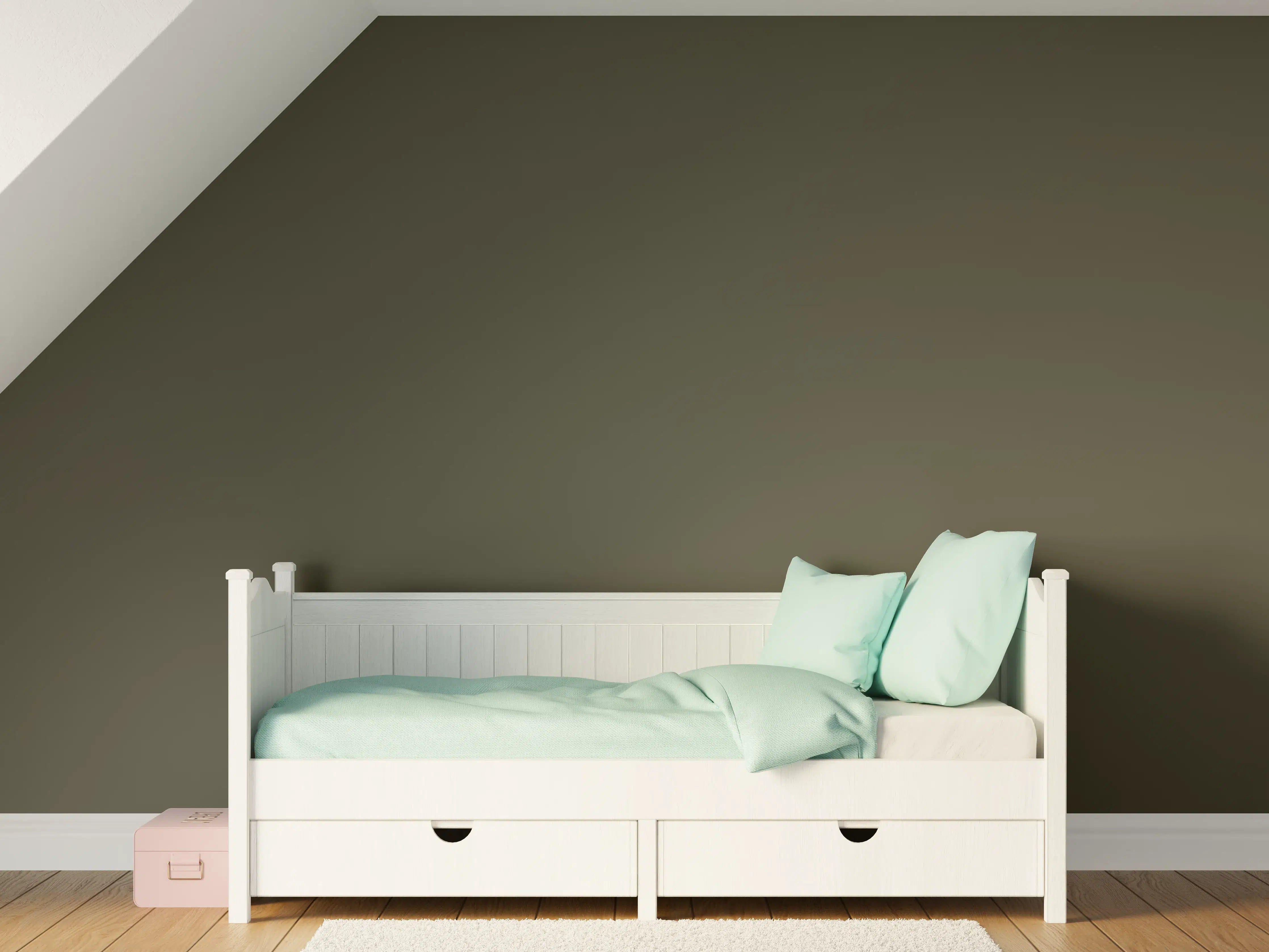 Kinderzimmer Wandgestaltung - RAL 6014 (Gelboliv)