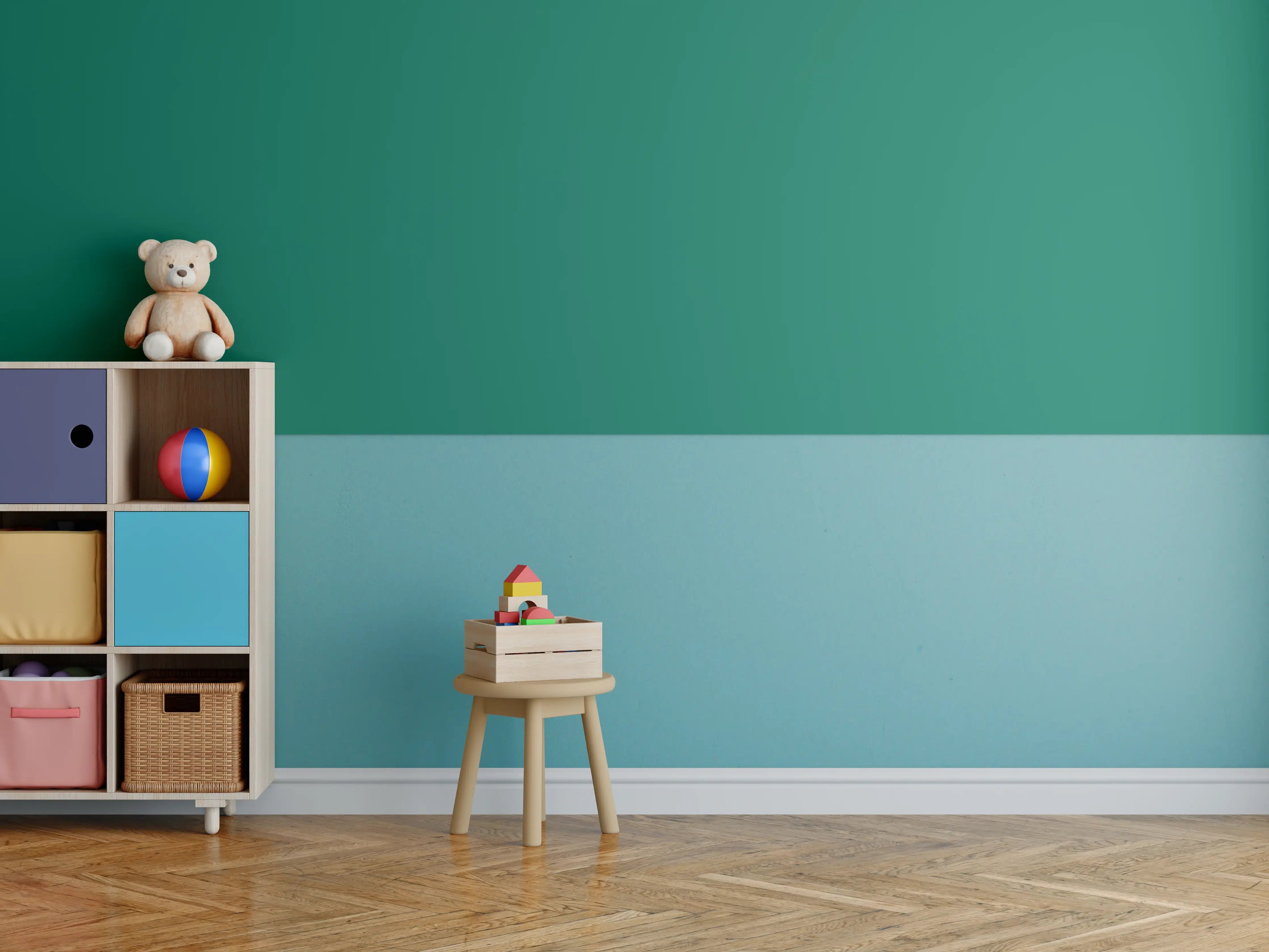 Kinderzimmer Wandgestaltung - RAL 6016 Verkehrsgrün
