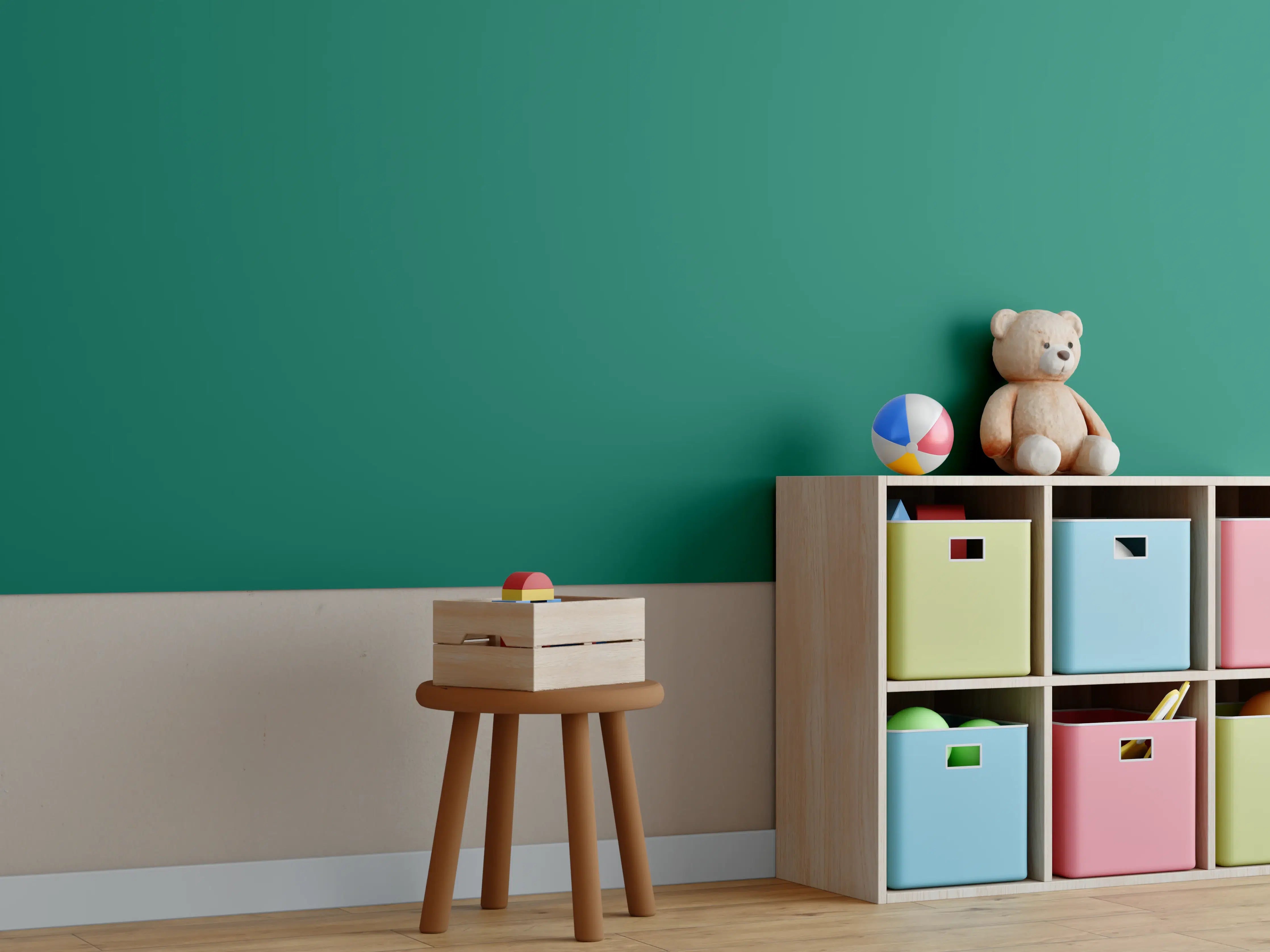 Kinderzimmer Wandgestaltung - RAL 6016 Verkehrsgrün