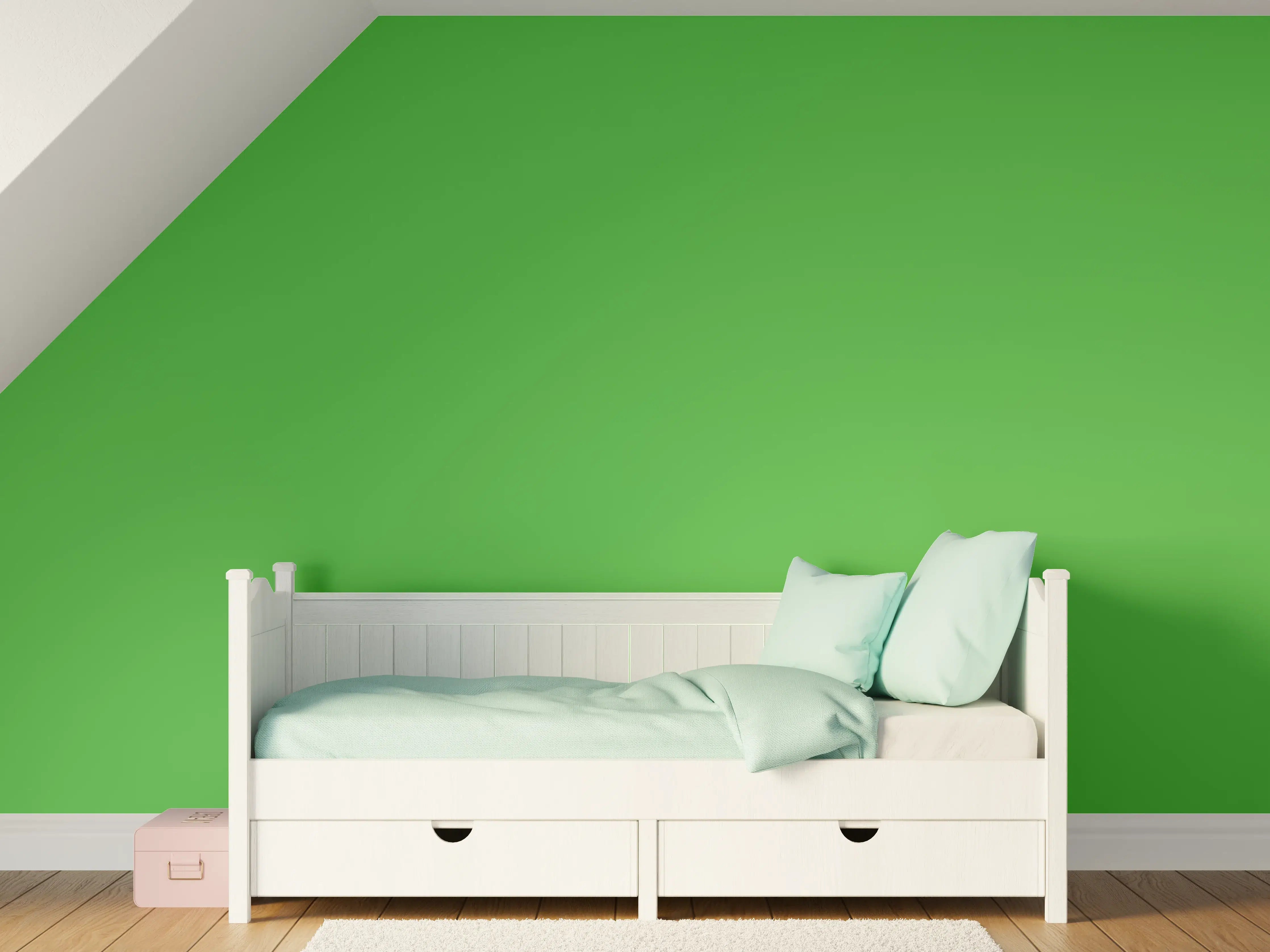 Kinderzimmer Wandgestaltung - RAL 6018 (Gelbgrün)