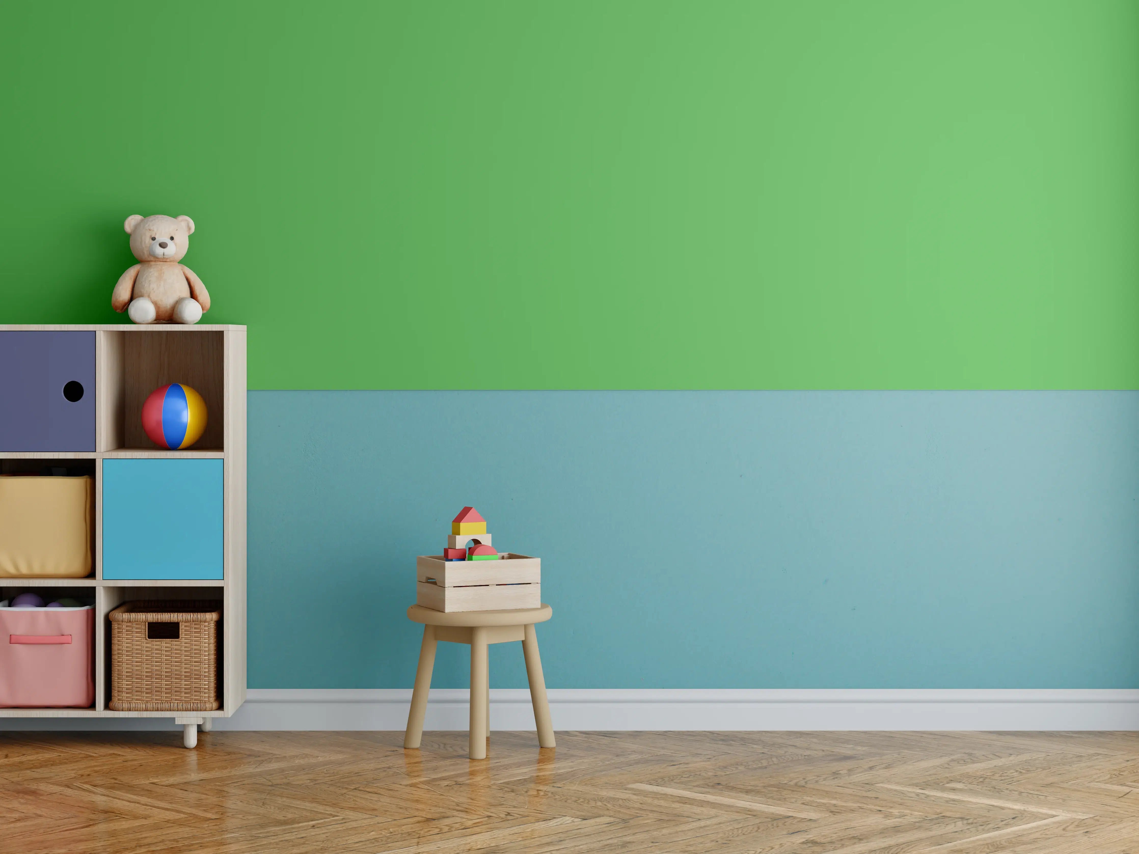 Kinderzimmer Wandgestaltung - RAL 6018 (Gelbgrün)