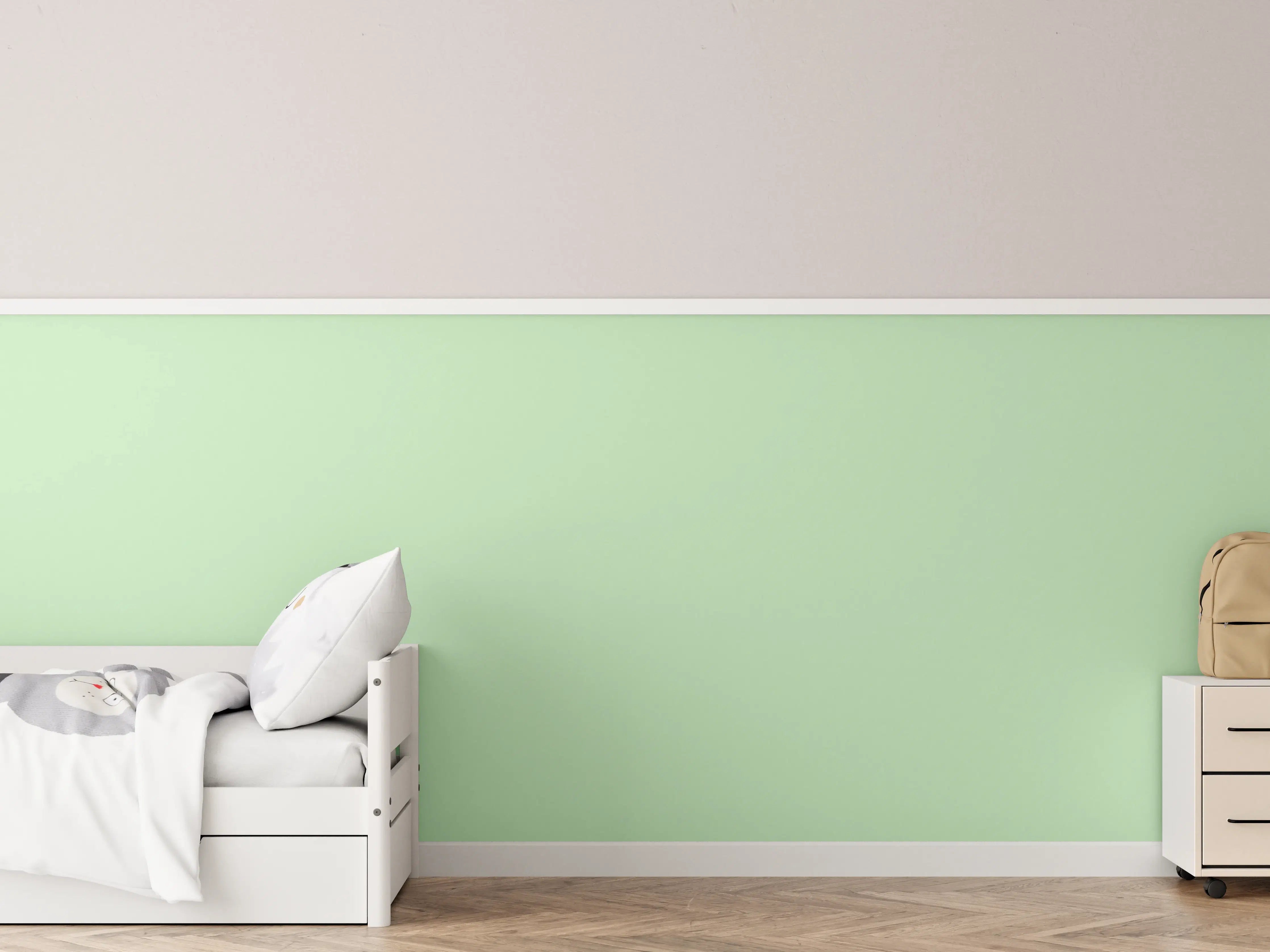 Kinderzimmer Wandgestaltung - RAL 6019 (pastellgrün)