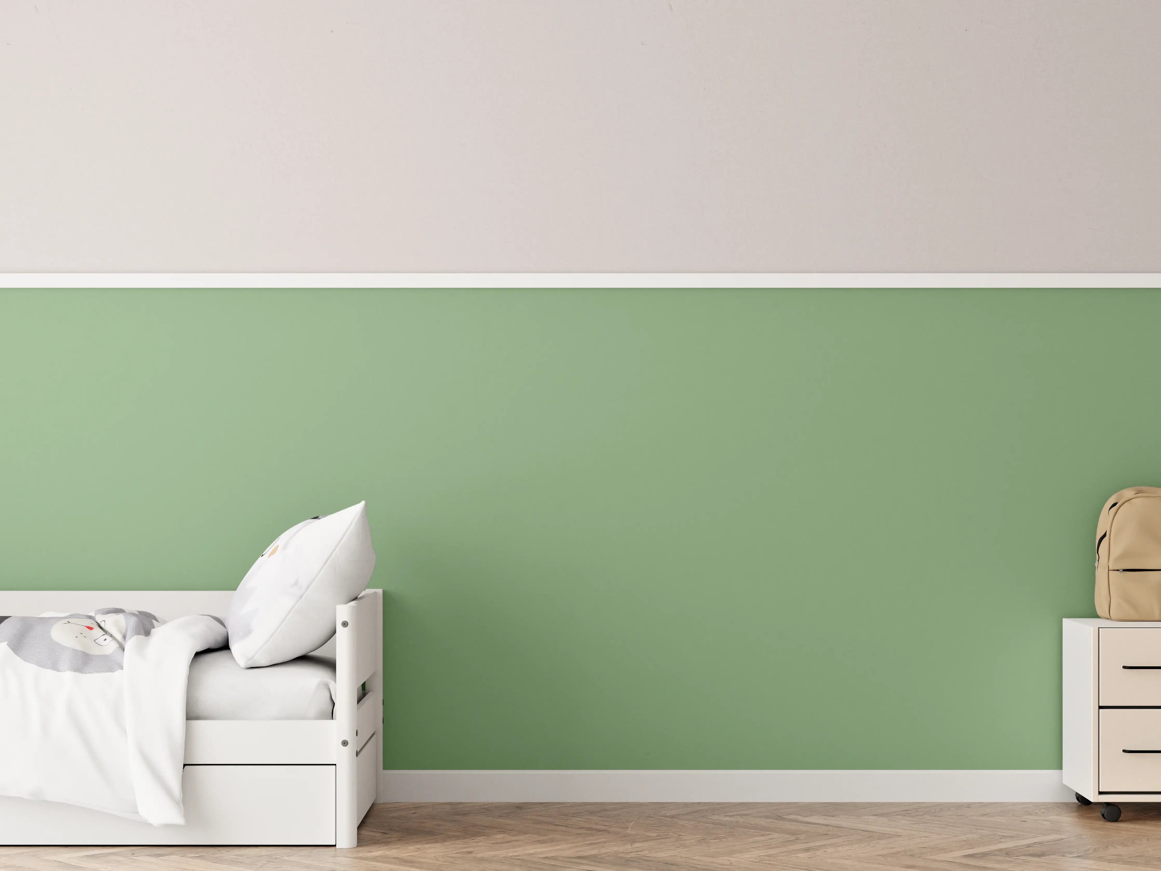 Kinderzimmer Wandgestaltung - RAL 6021 (Blassgrün)