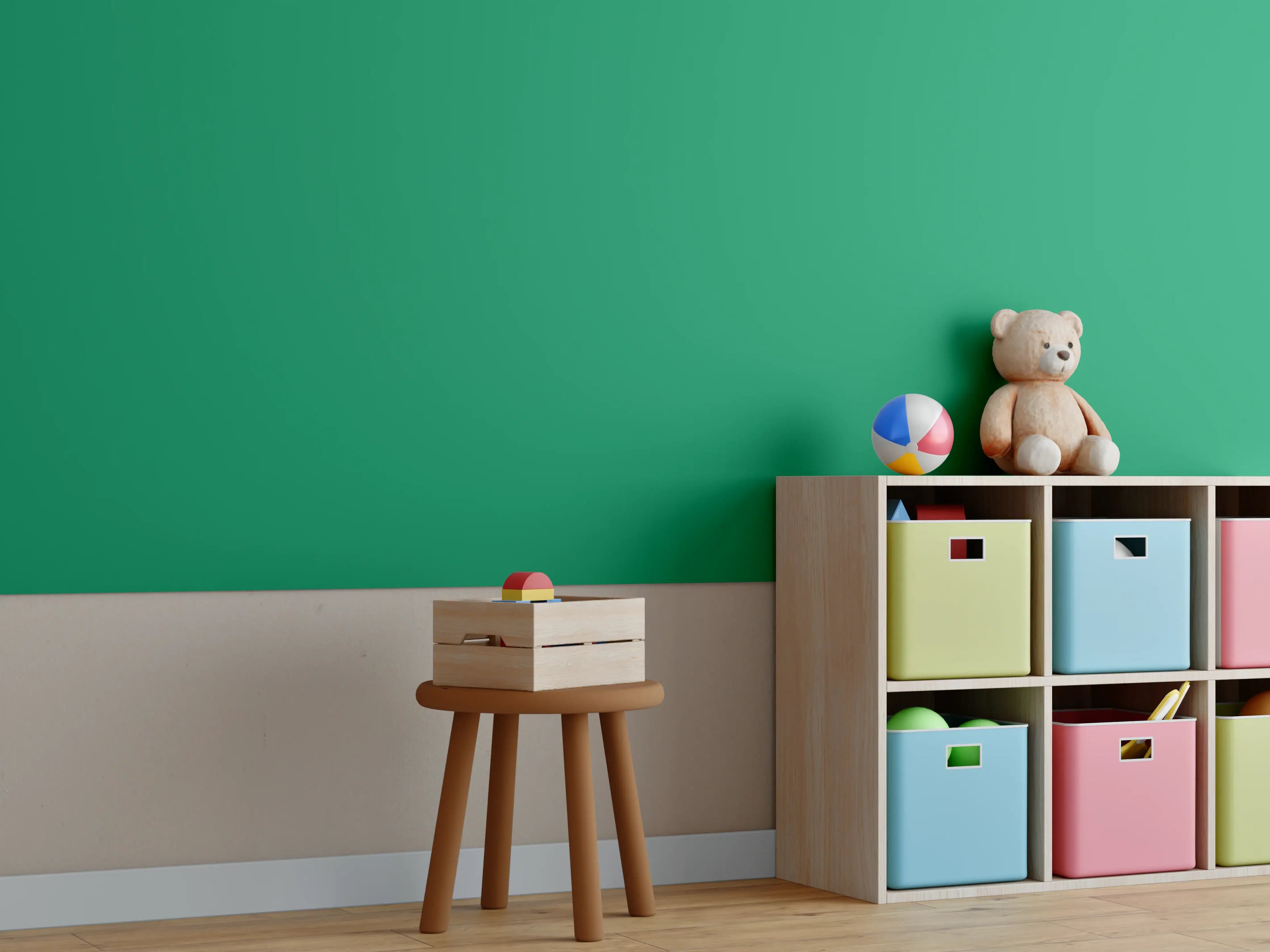 Kinderzimmer Wandgestaltung - RAL 6024 (Verkehrsgrün)