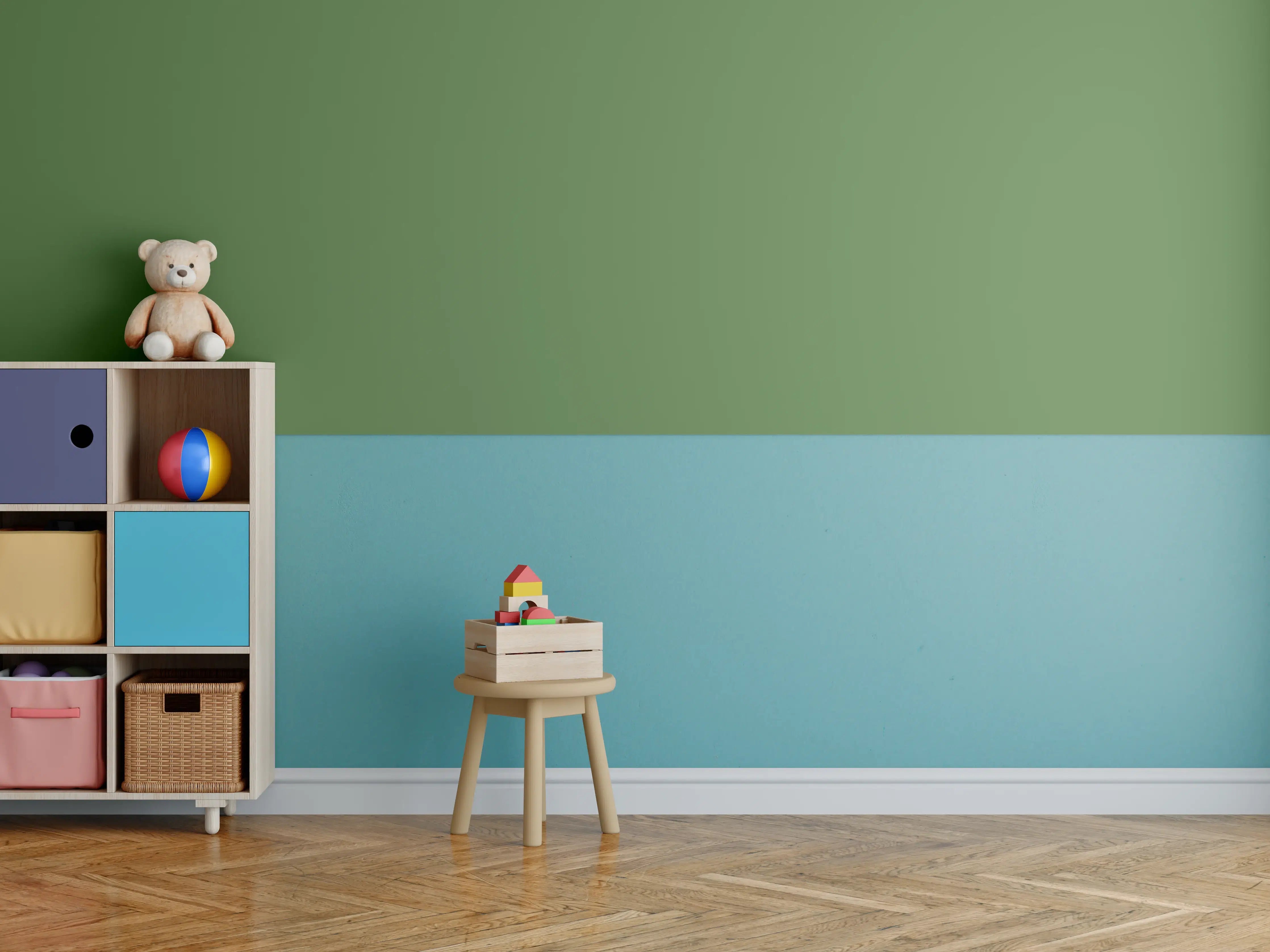 Kinderzimmer Wandgestaltung - RAL 6025 (Farngrün)