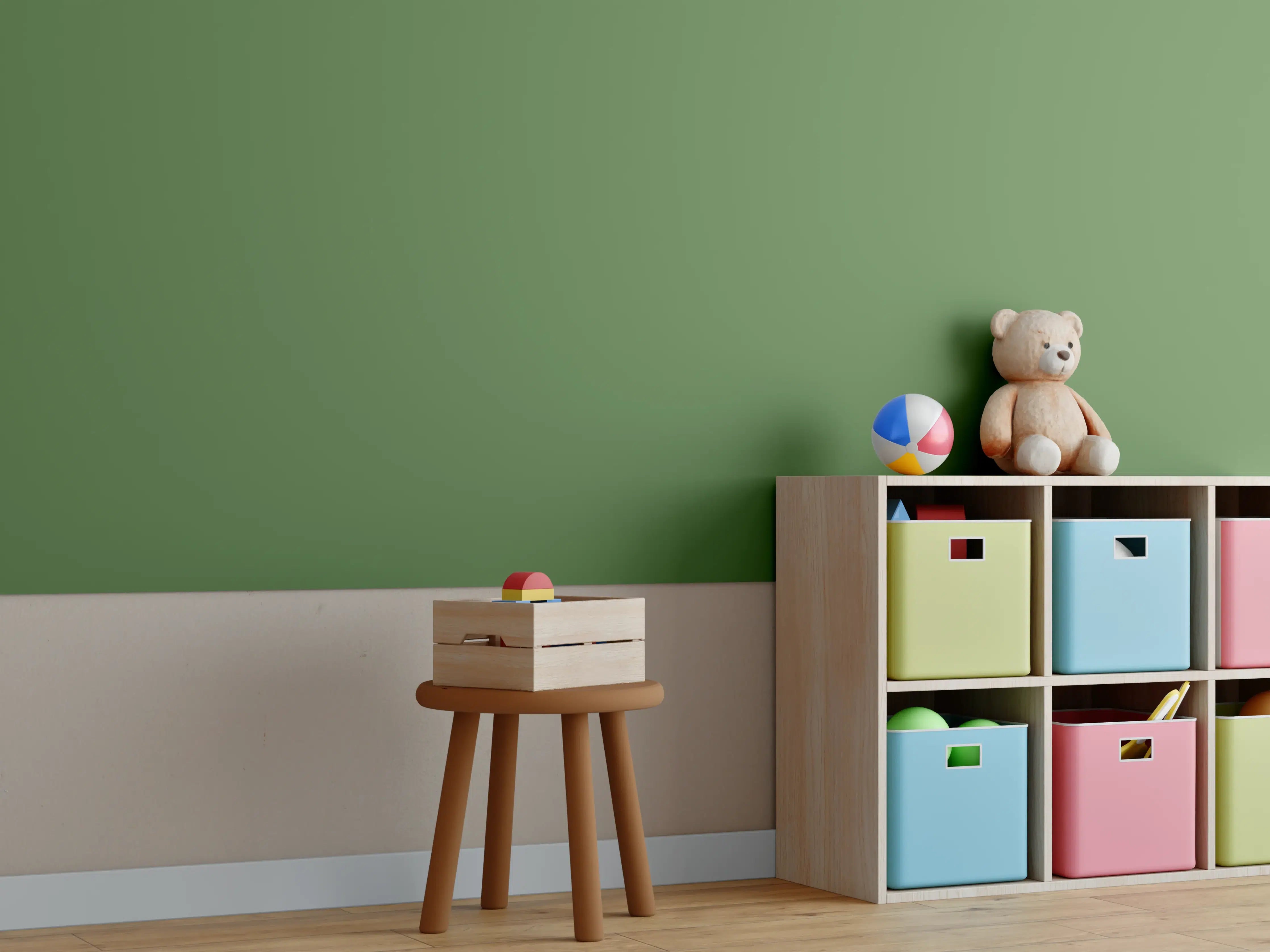 Kinderzimmer Wandgestaltung - RAL 6025 (Farngrün)