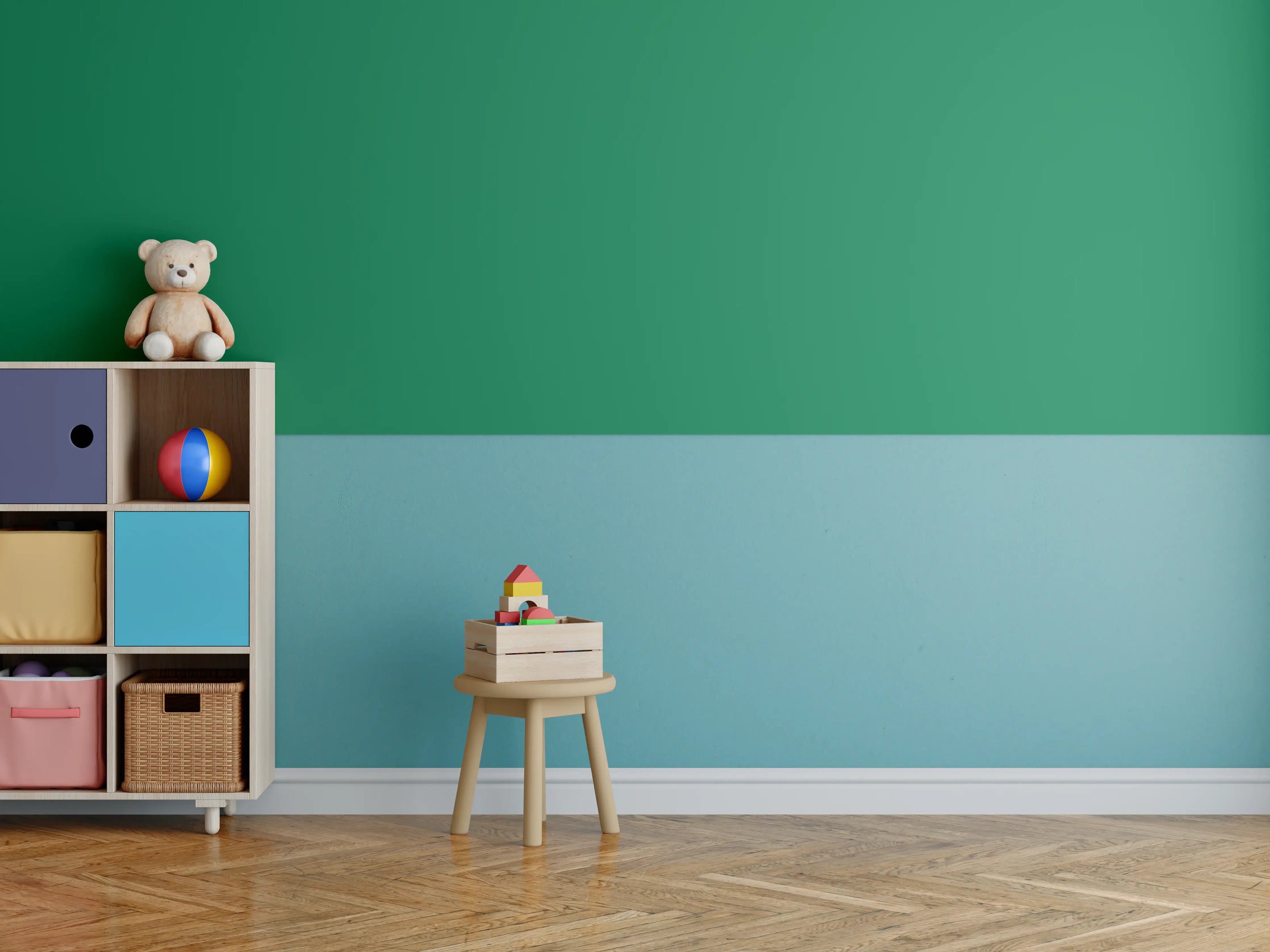 Kinderzimmer Wandgestaltung - RAL 6029 (Mintgrün)