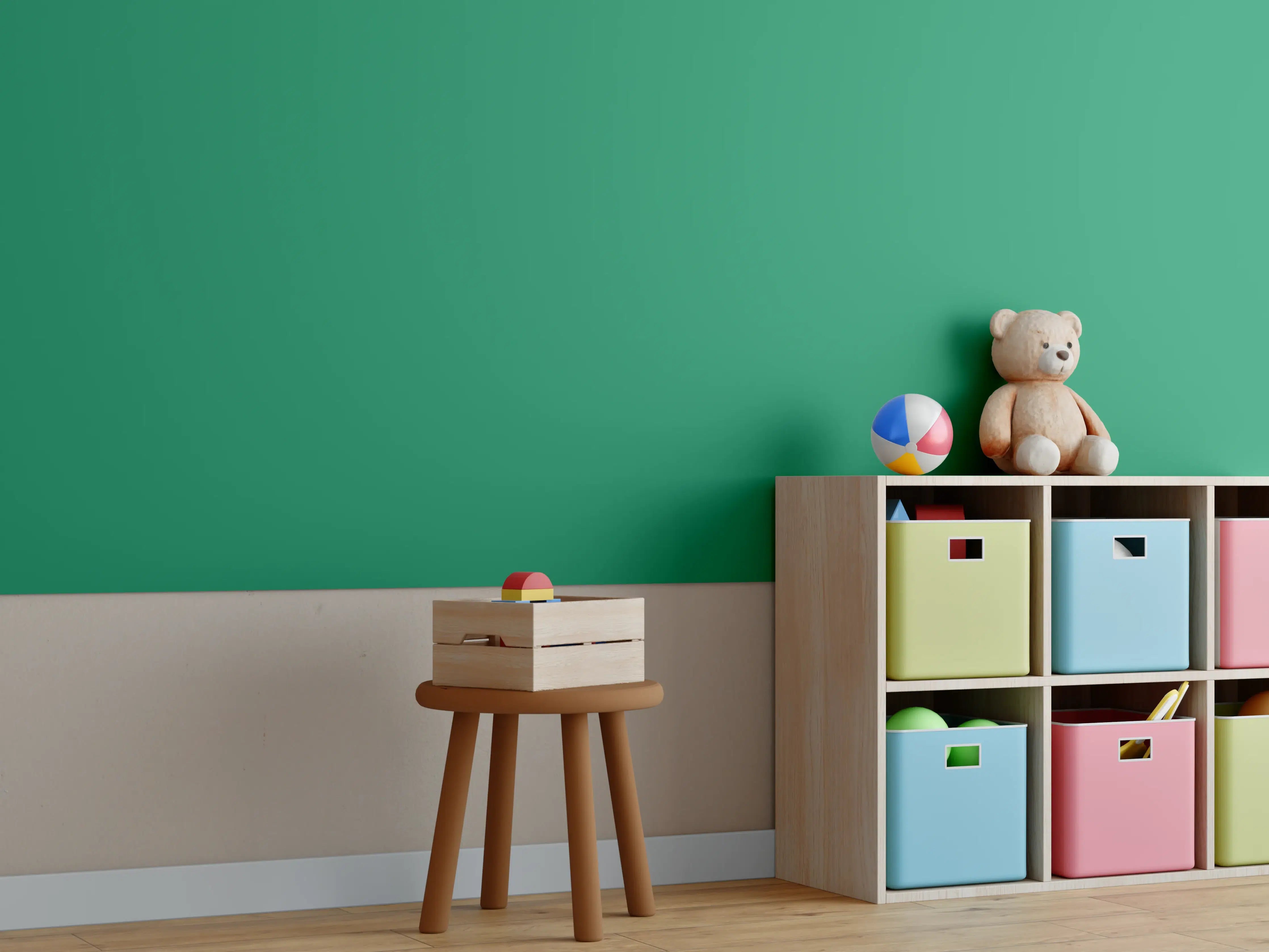 Kinderzimmer Wandgestaltung - RAL 6032 (Signalgrün)