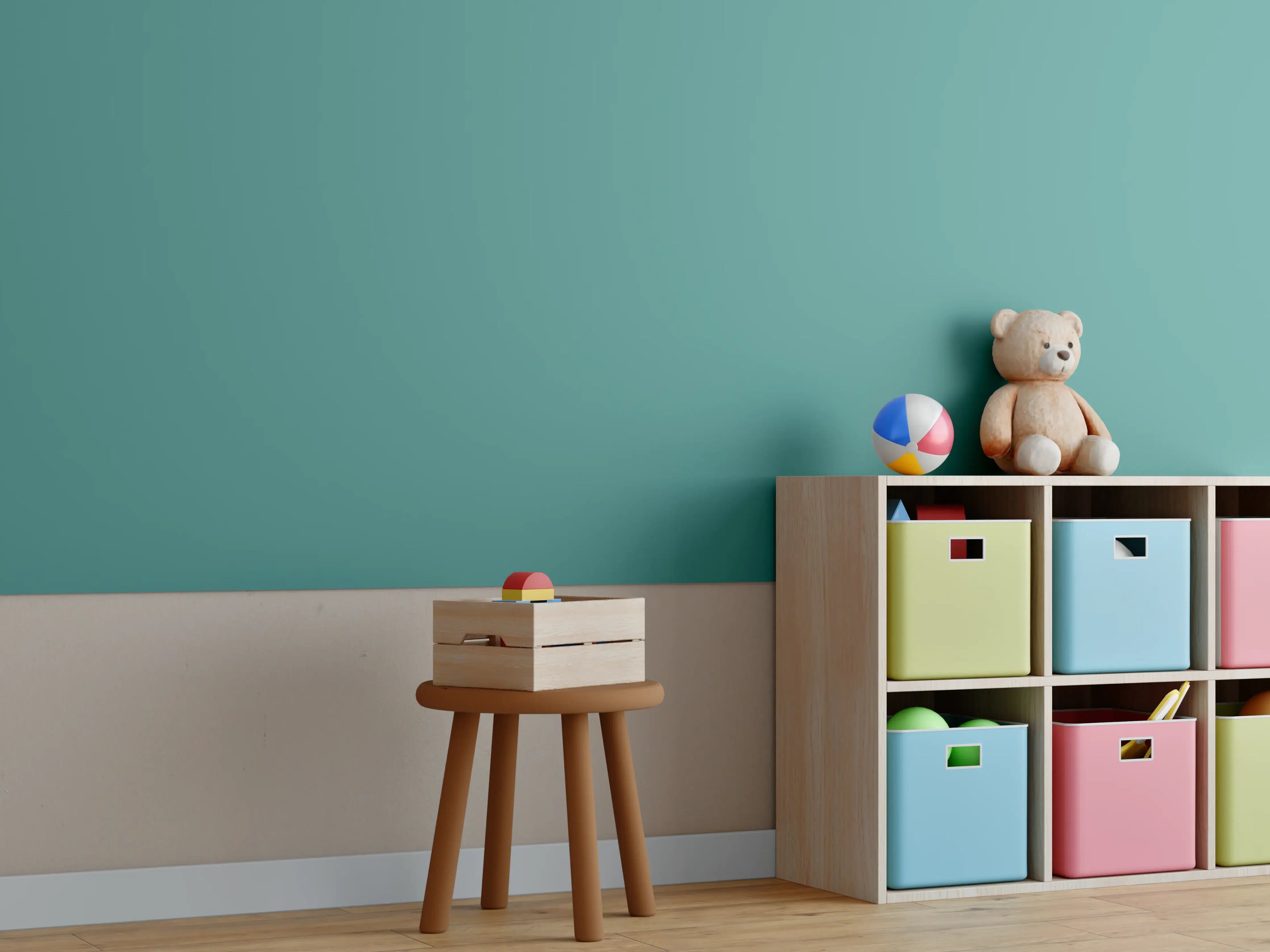 Kinderzimmer Wandgestaltung - RAL 6033 (Minttürkis)