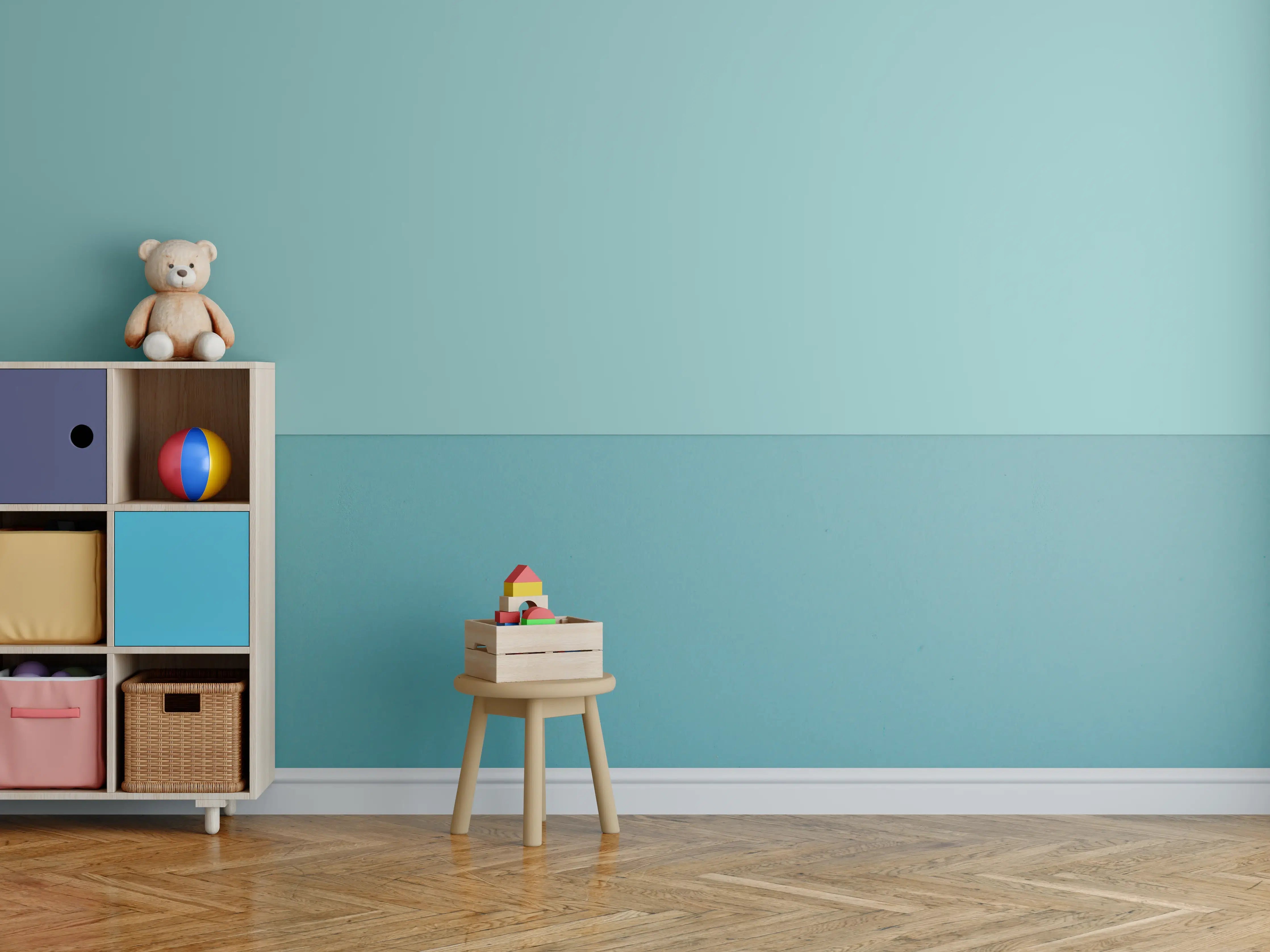 Kinderzimmer Wandgestaltung - RAL 6034 (Pastell-Türkis)