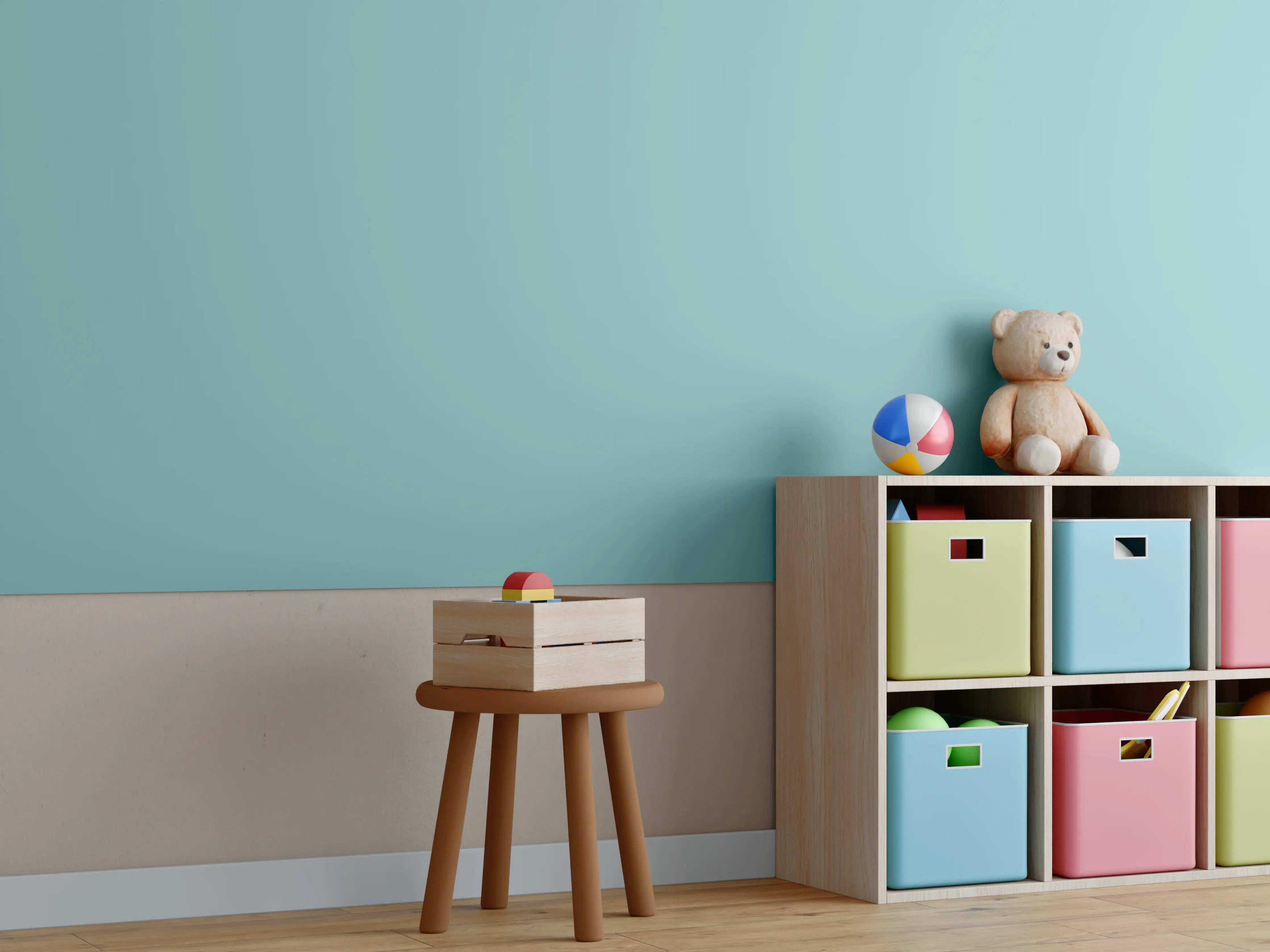 Kinderzimmer Wandgestaltung - RAL 6034 (Pastell-Türkis)