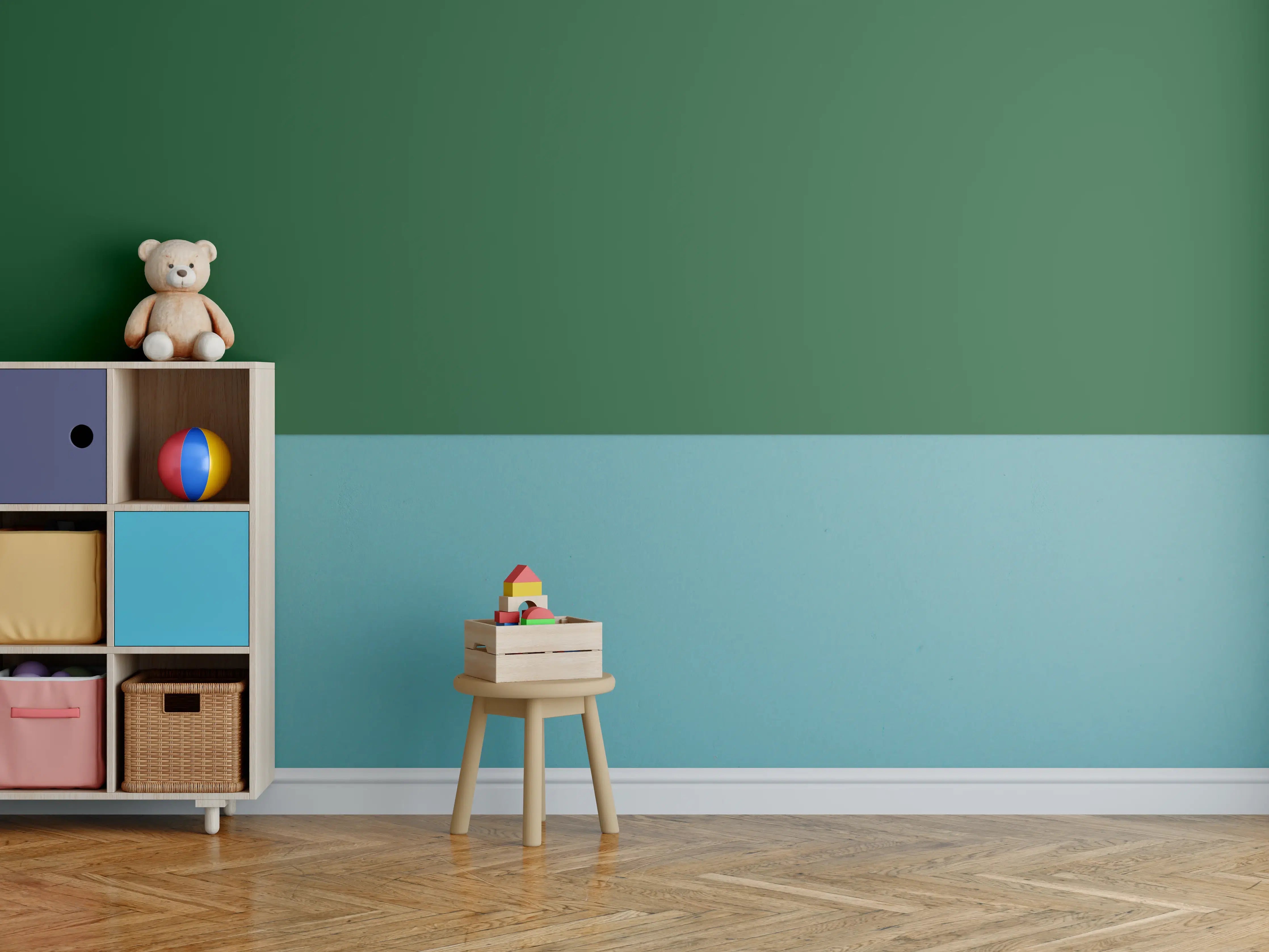 Kinderzimmer Wandgestaltung - RAL 6035 (Perlgrün)