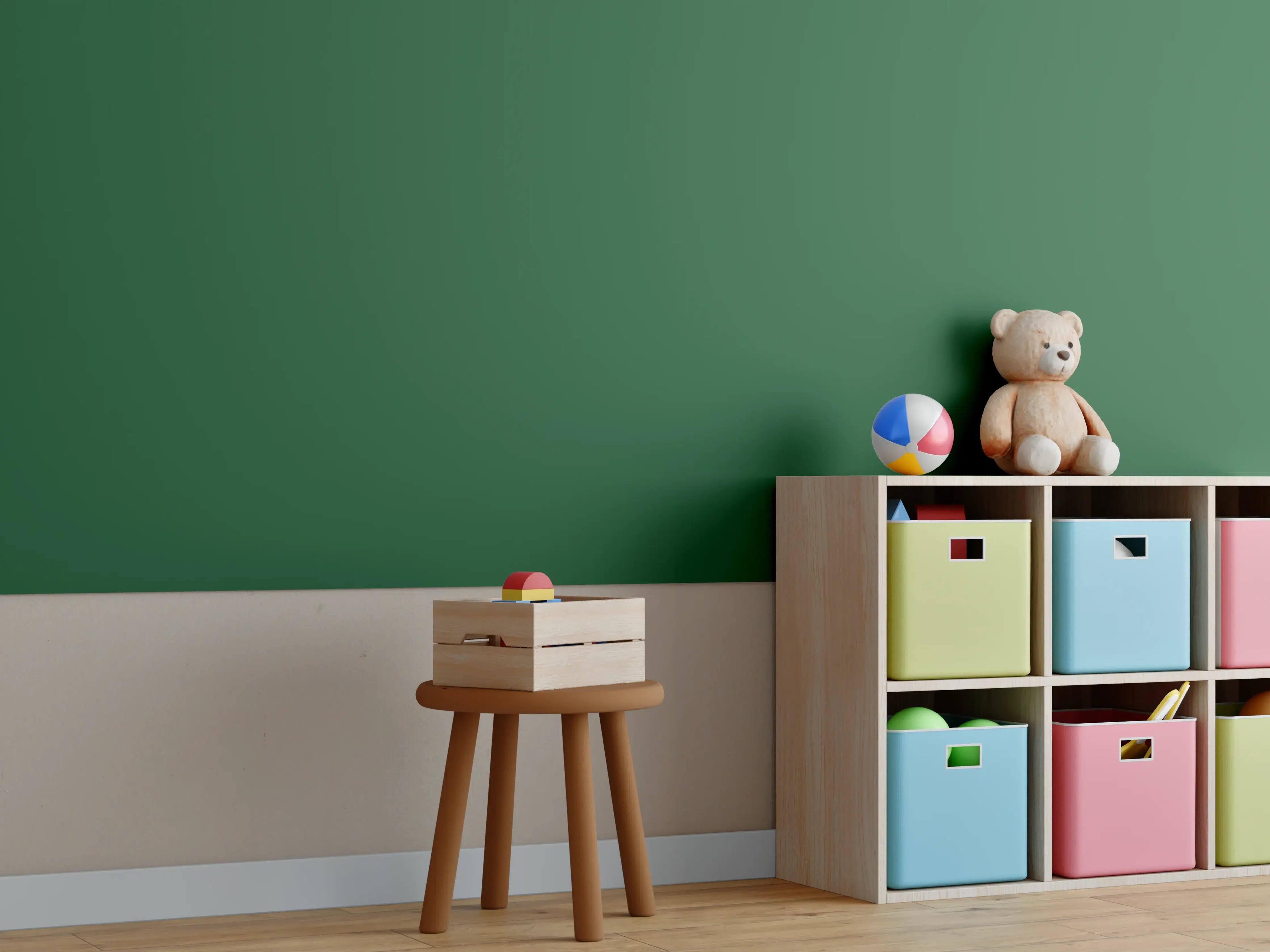 Kinderzimmer Wandgestaltung - RAL 6035 (Perlgrün)
