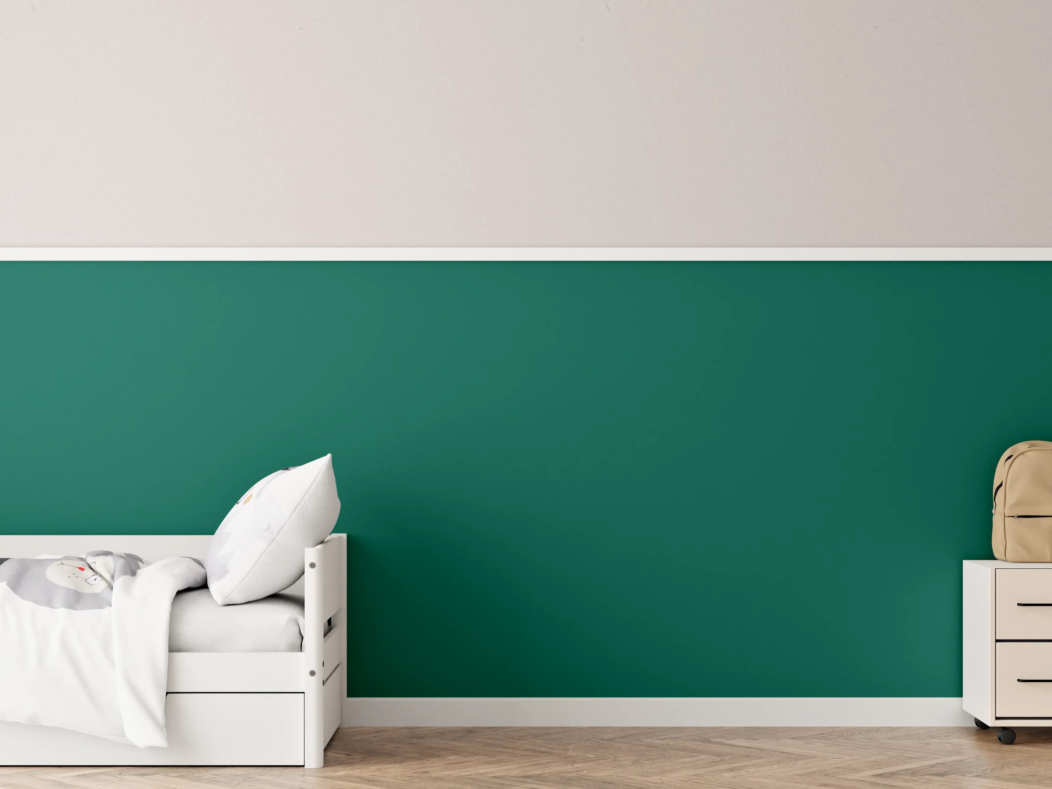 Kinderzimmer Wandgestaltung - RAL 6036 (Perlopalgrün)