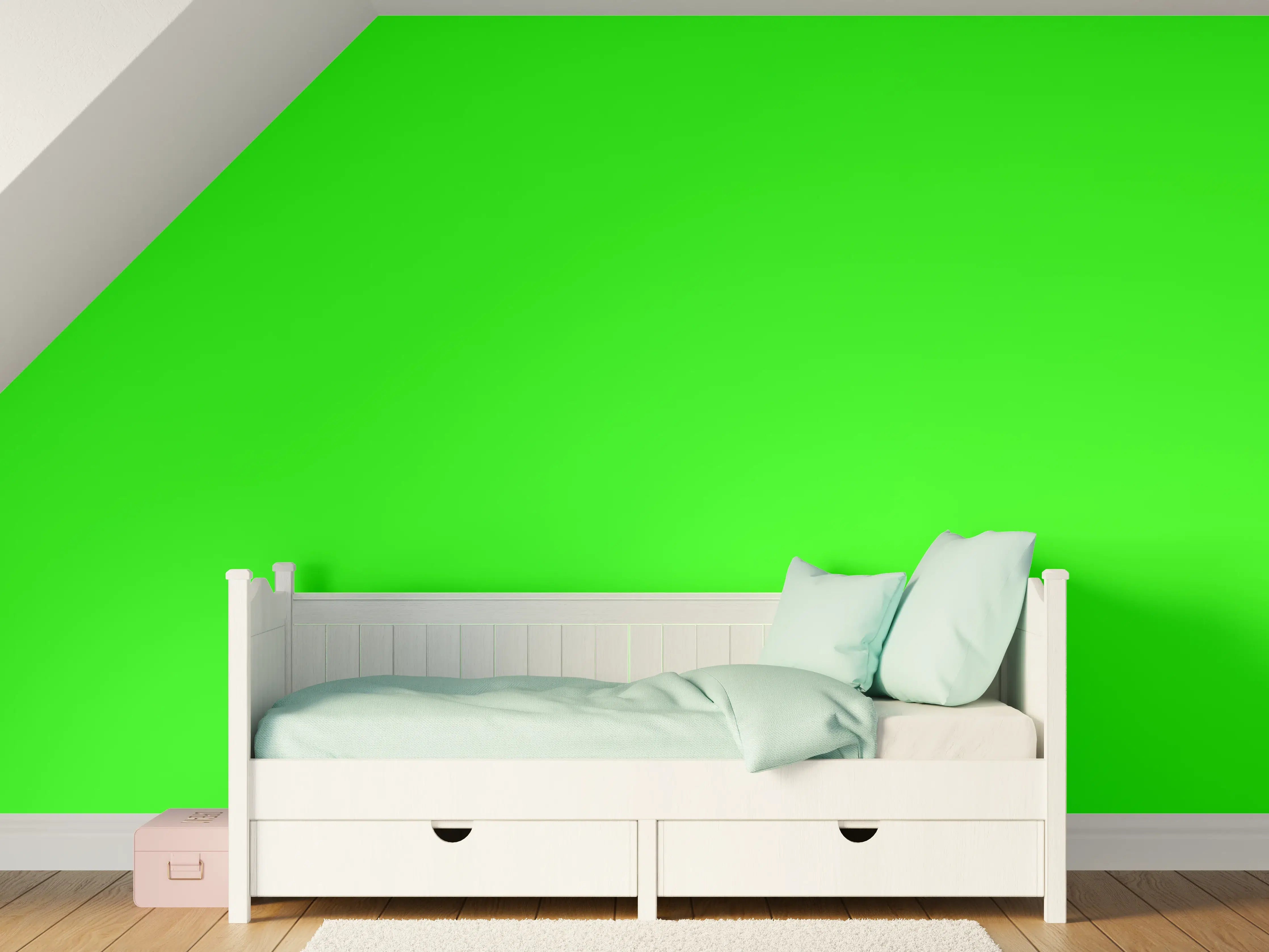 Kinderzimmer Wandgestaltung - RAL 6037 (Reines Grün)