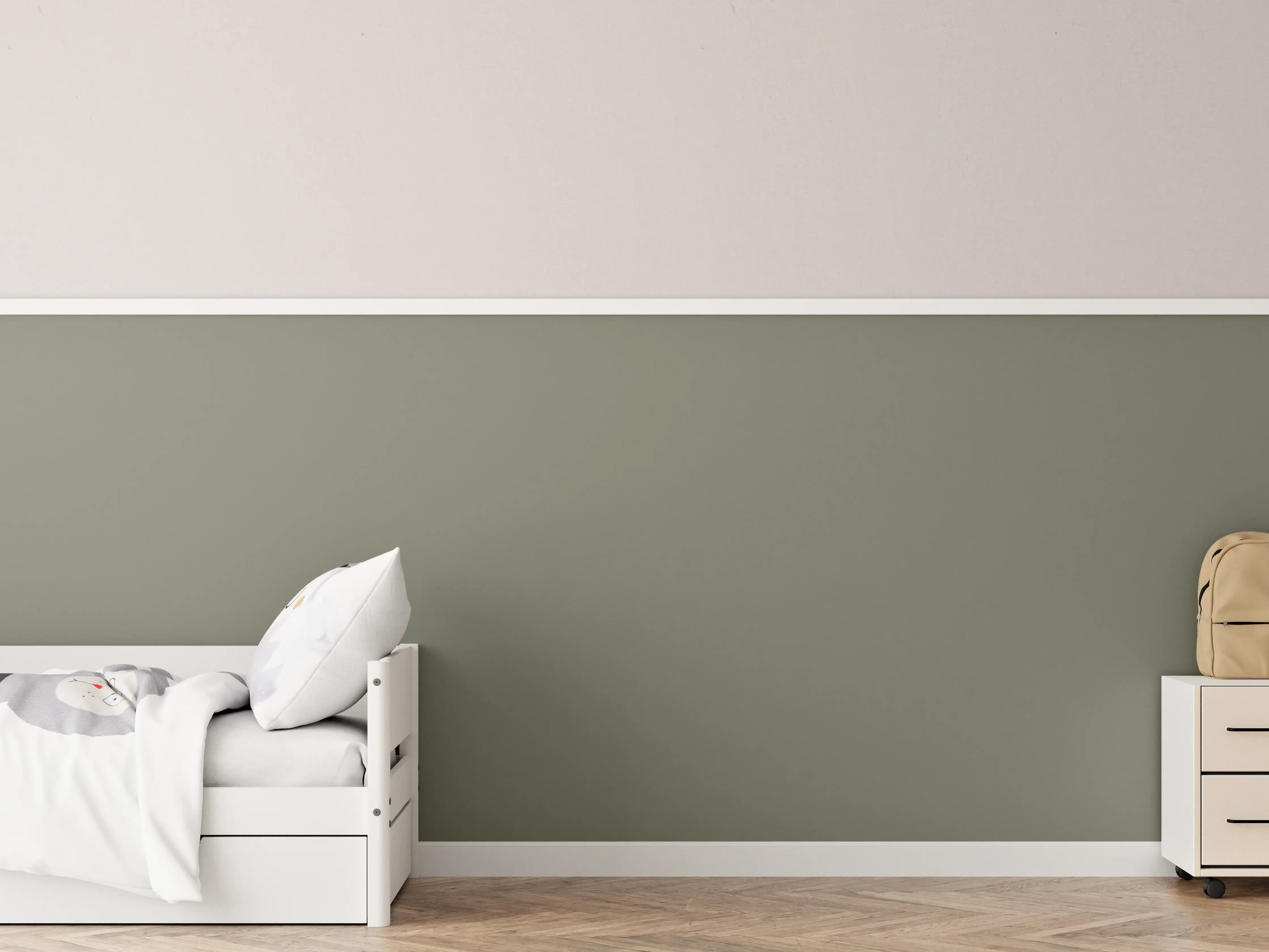 Kinderzimmer Wandgestaltung - RAL 7003 (Moosgrau)