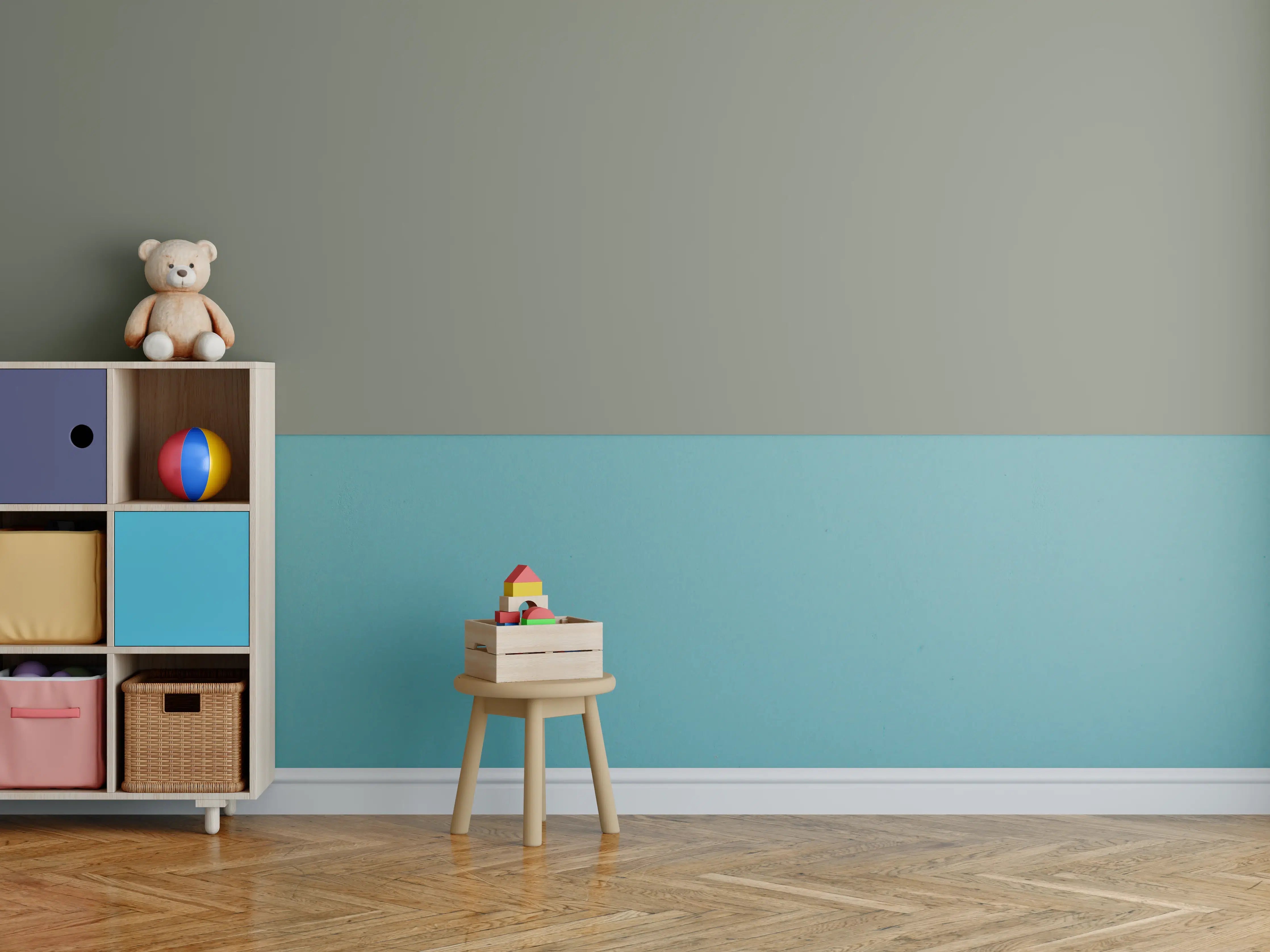 Kinderzimmer Wandgestaltung - RAL 7003 (Moosgrau)