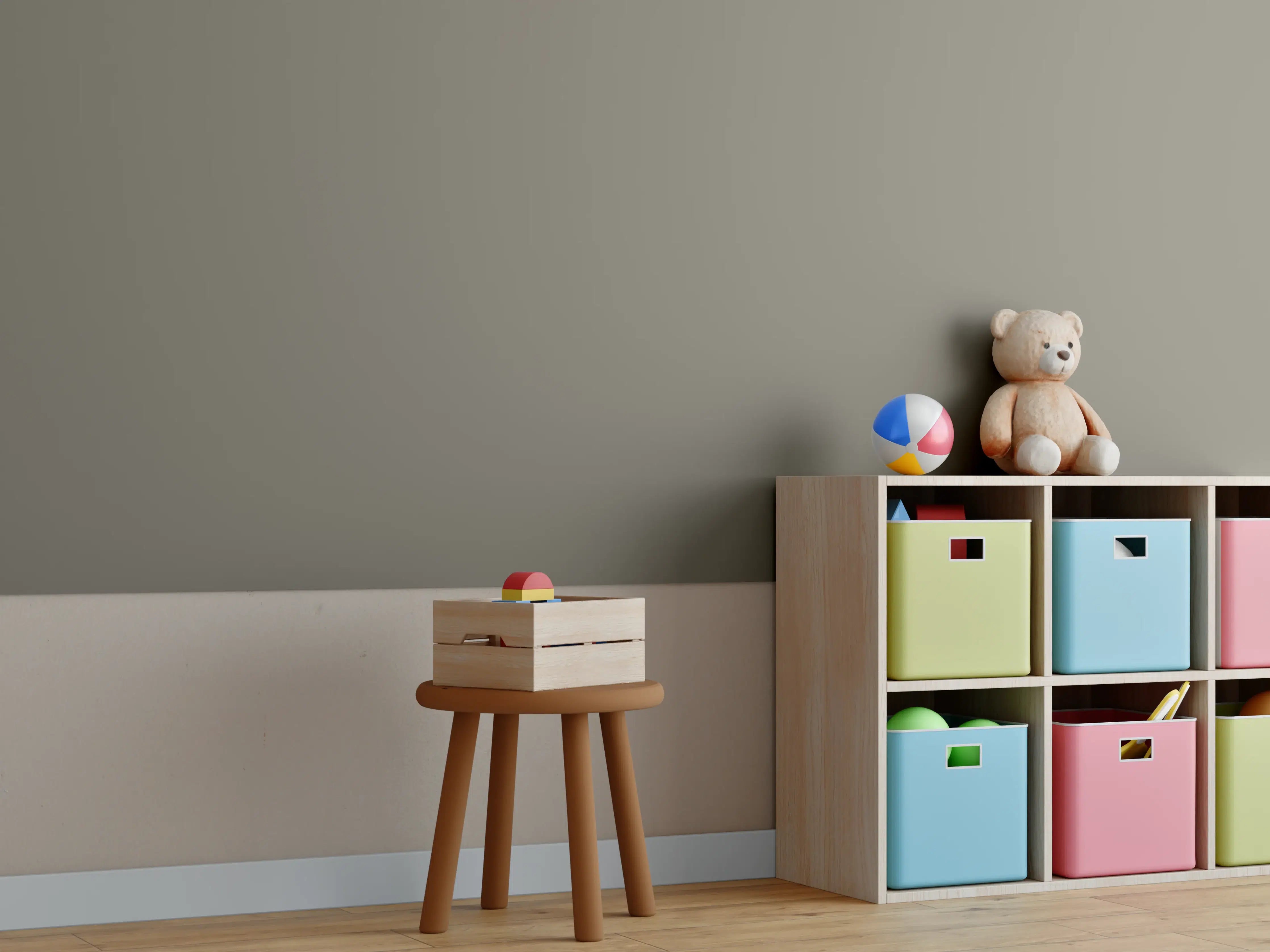 Kinderzimmer Wandgestaltung - RAL 7006 (Beigegrau)