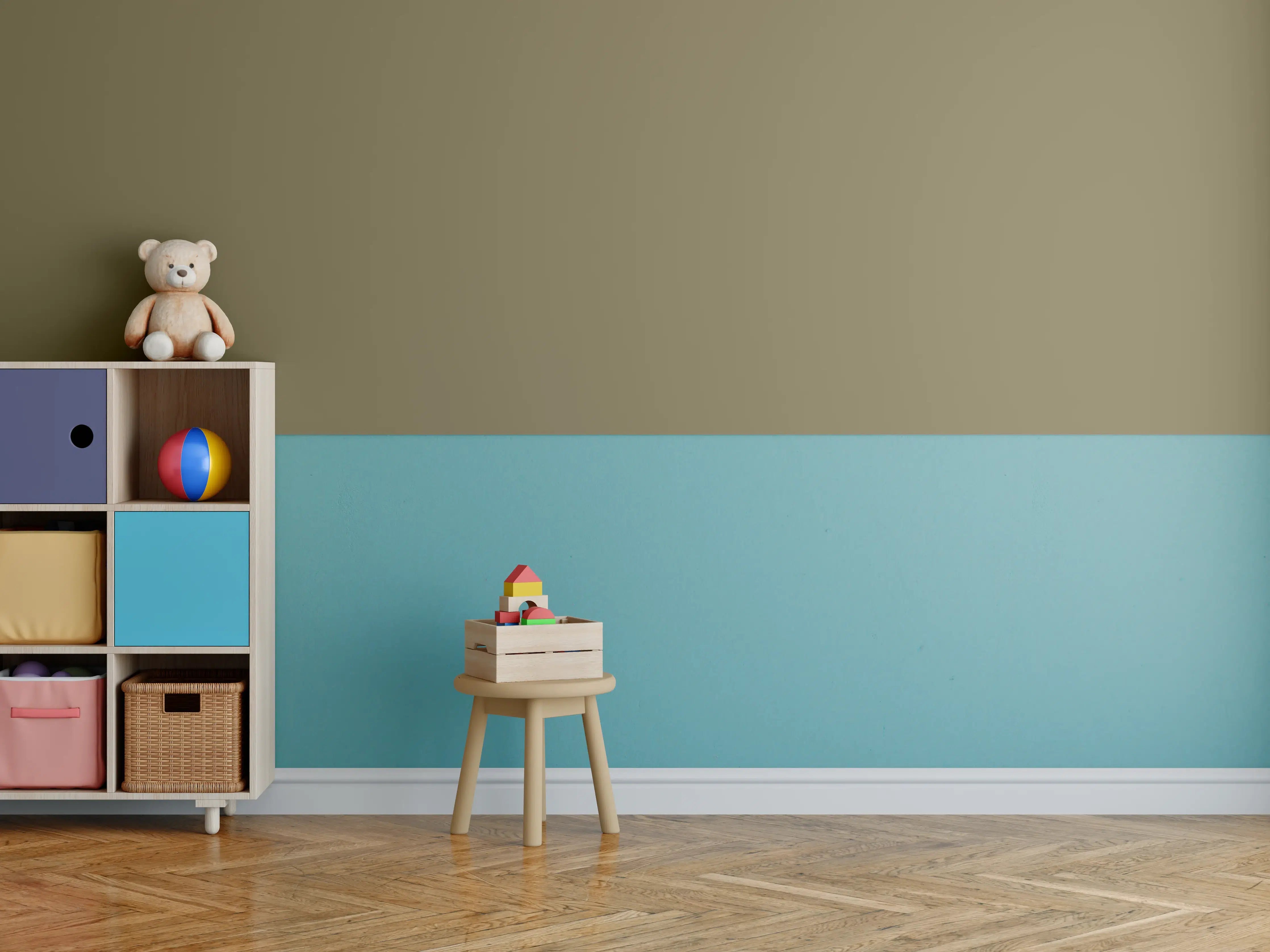 Kinderzimmer Wandgestaltung - RAL 7008 (Khaki grau)